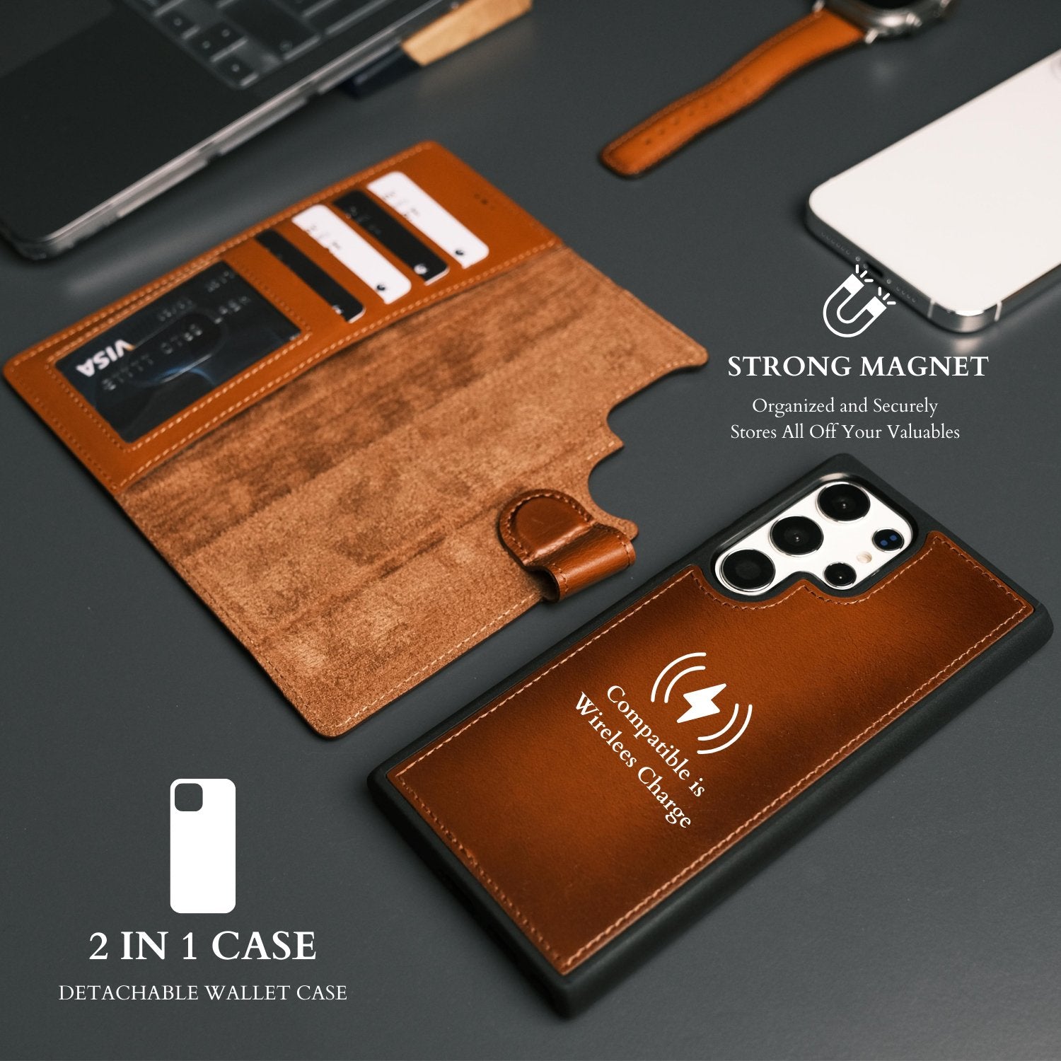 s24 ultra card holder sleeve case Vihibii for Samsung Galaxy with (4 Cards) & Slide Camera Cover & Kickstand, Shockproof Rugged Hard Back & TPU Soft Edge Wallet Case for Galaxy S24 Lightweight yet sturdy transparent Hybrid PC Samsung Galaxy S24 Ultra Leather