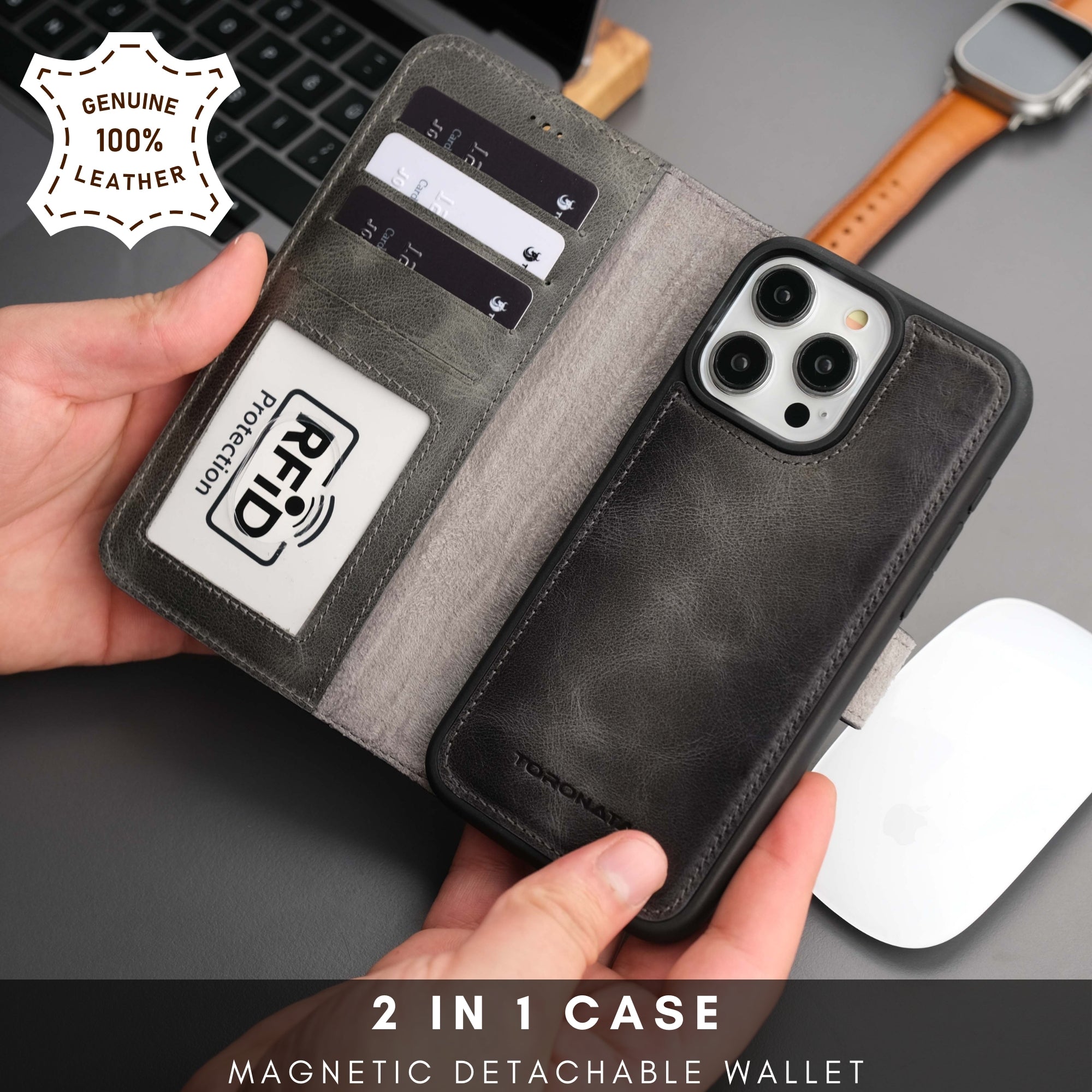 Casper Leather iPhone 15 Pro Wallet Case | MagSafe - TORONATA -