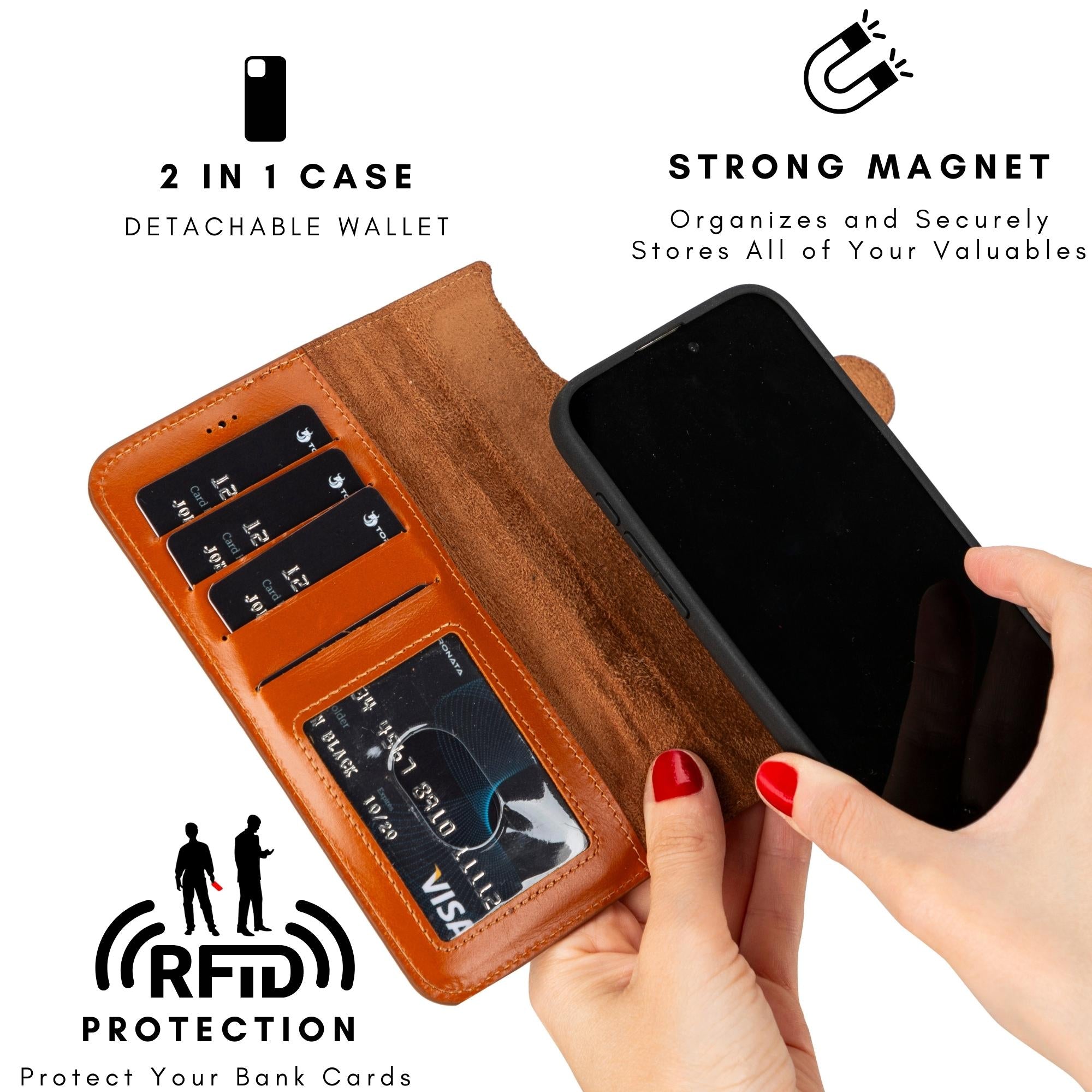 casper iphone 14 series detachable leather wallet case - toronata -