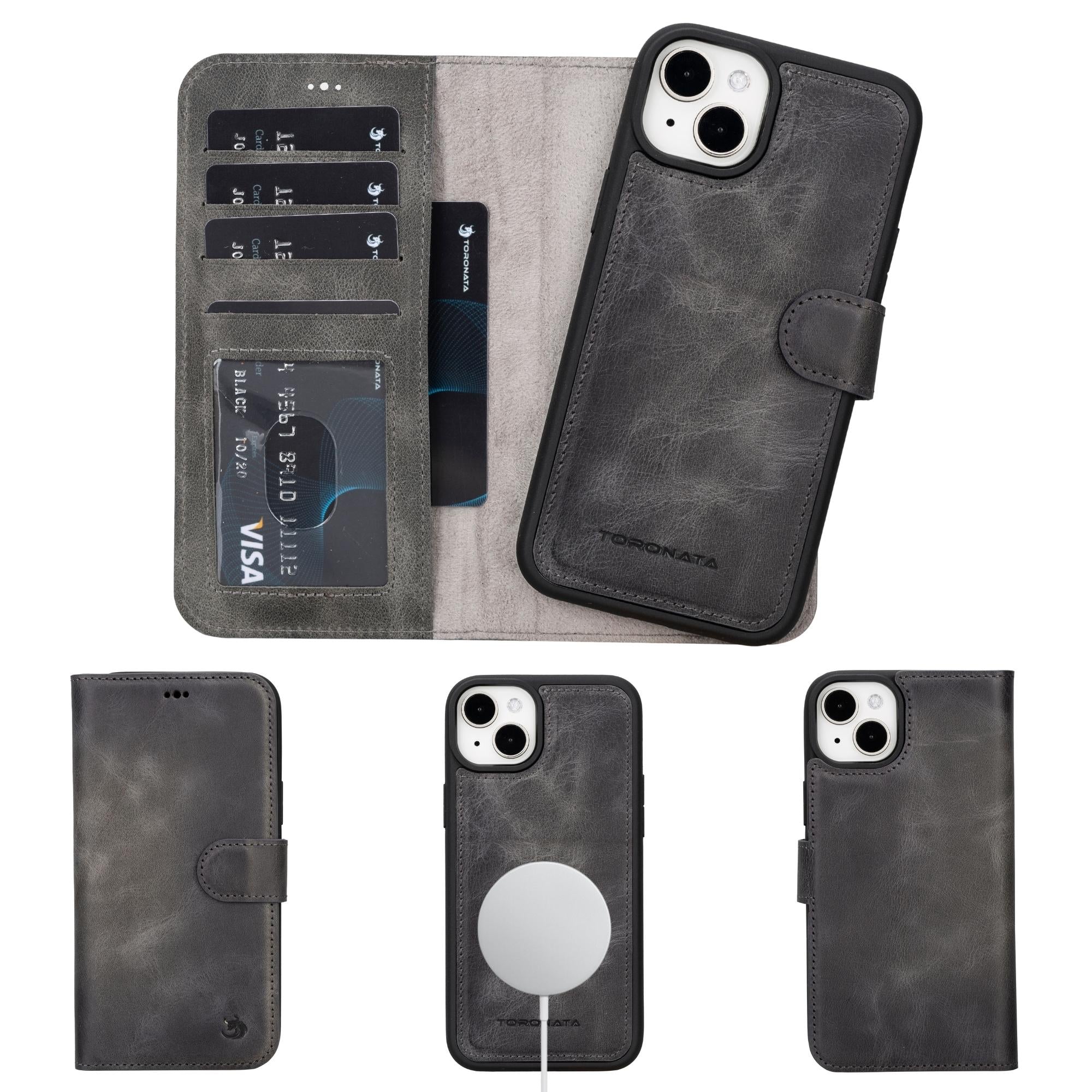 casper iphone 14 series detachable leather wallet case - toronata -