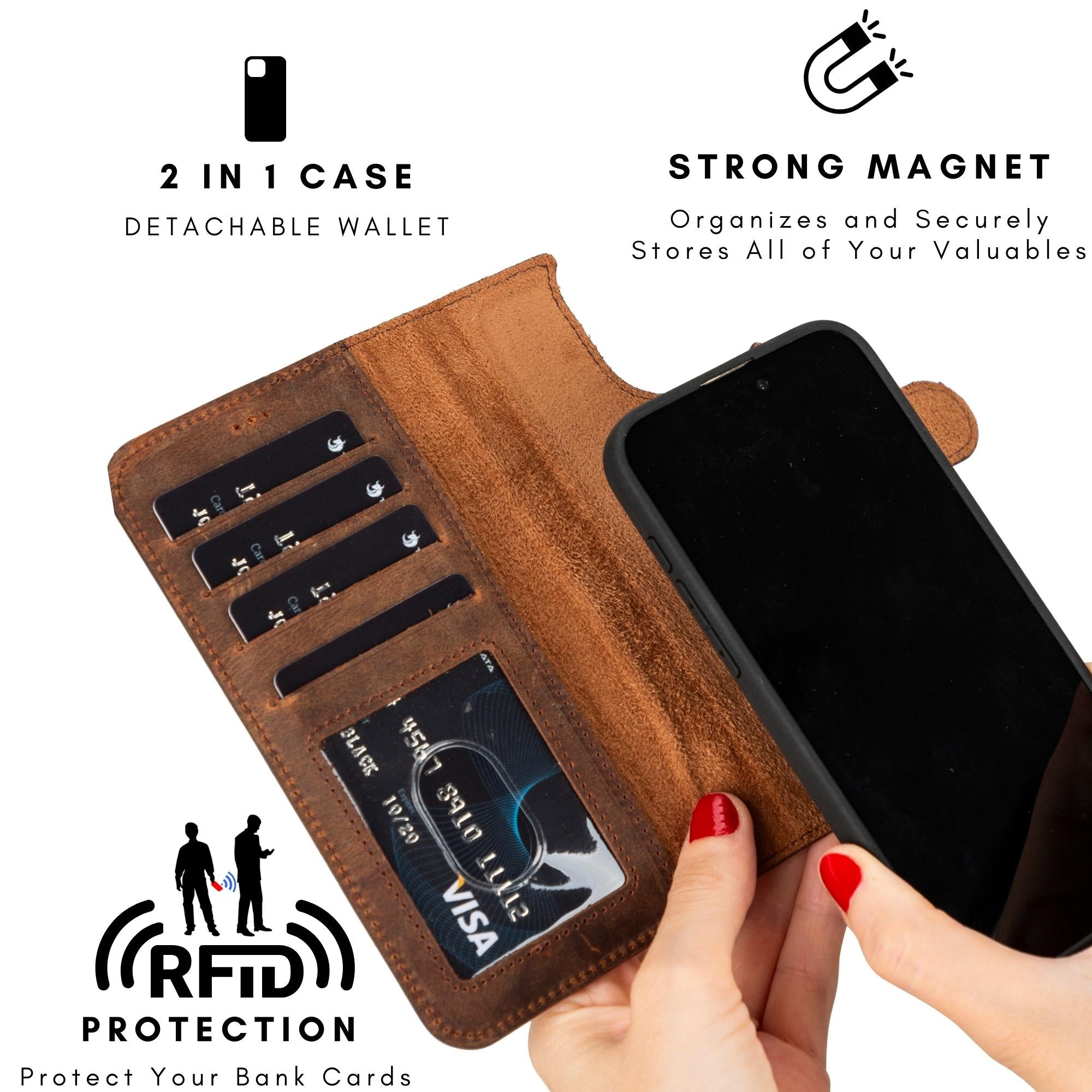 casper iphone 14 series detachable leather wallet case - toronata -