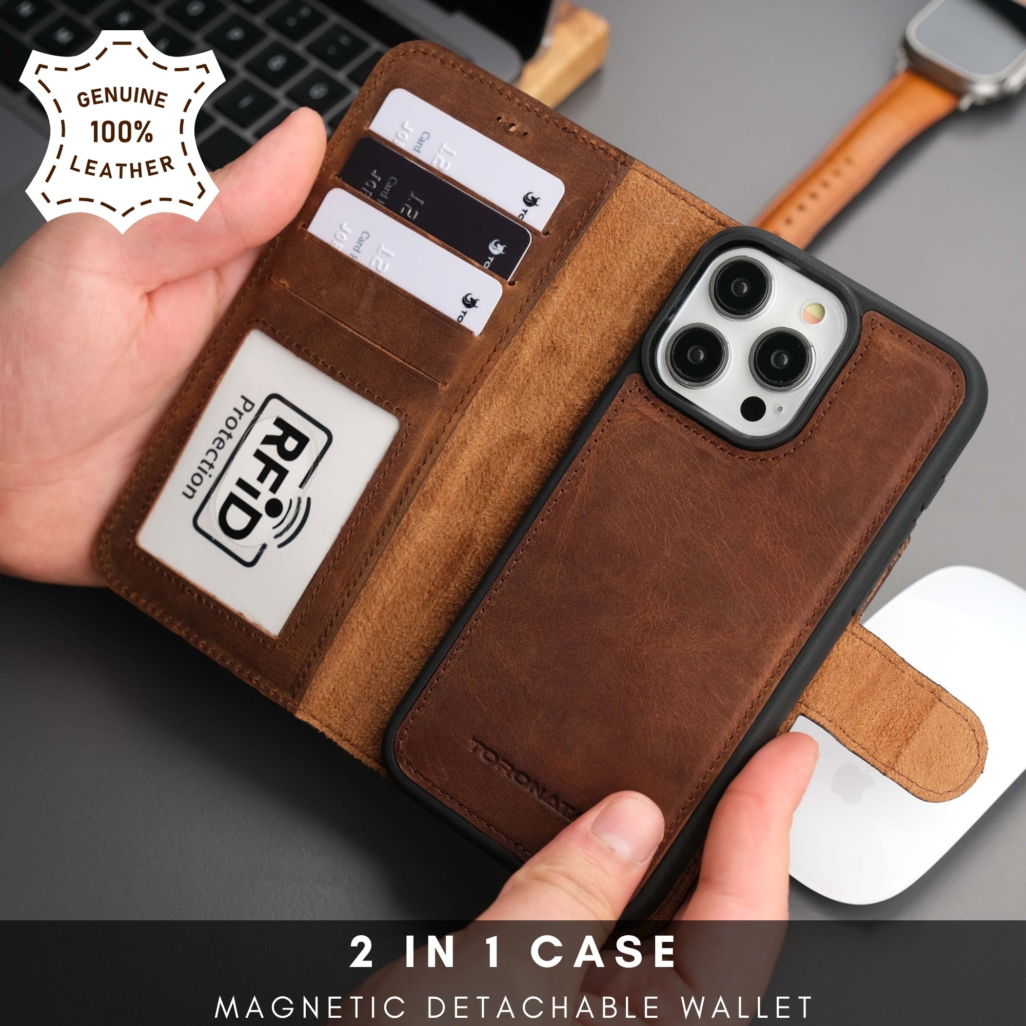 Casper Leather iPhone 15 Pro Wallet Case | MagSafe - TORONATA -