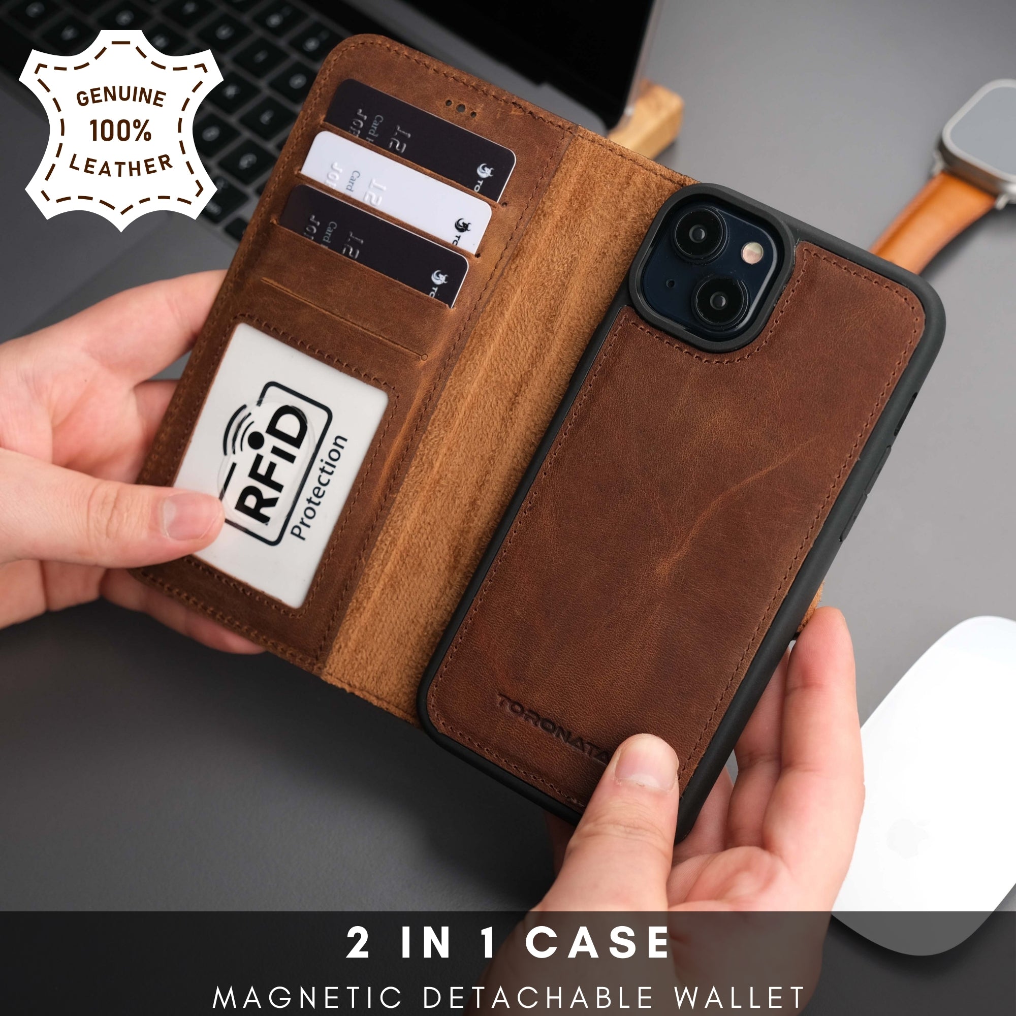 Casper Leather iPhone 15 Wallet Case | MagSafe - TORONATA -