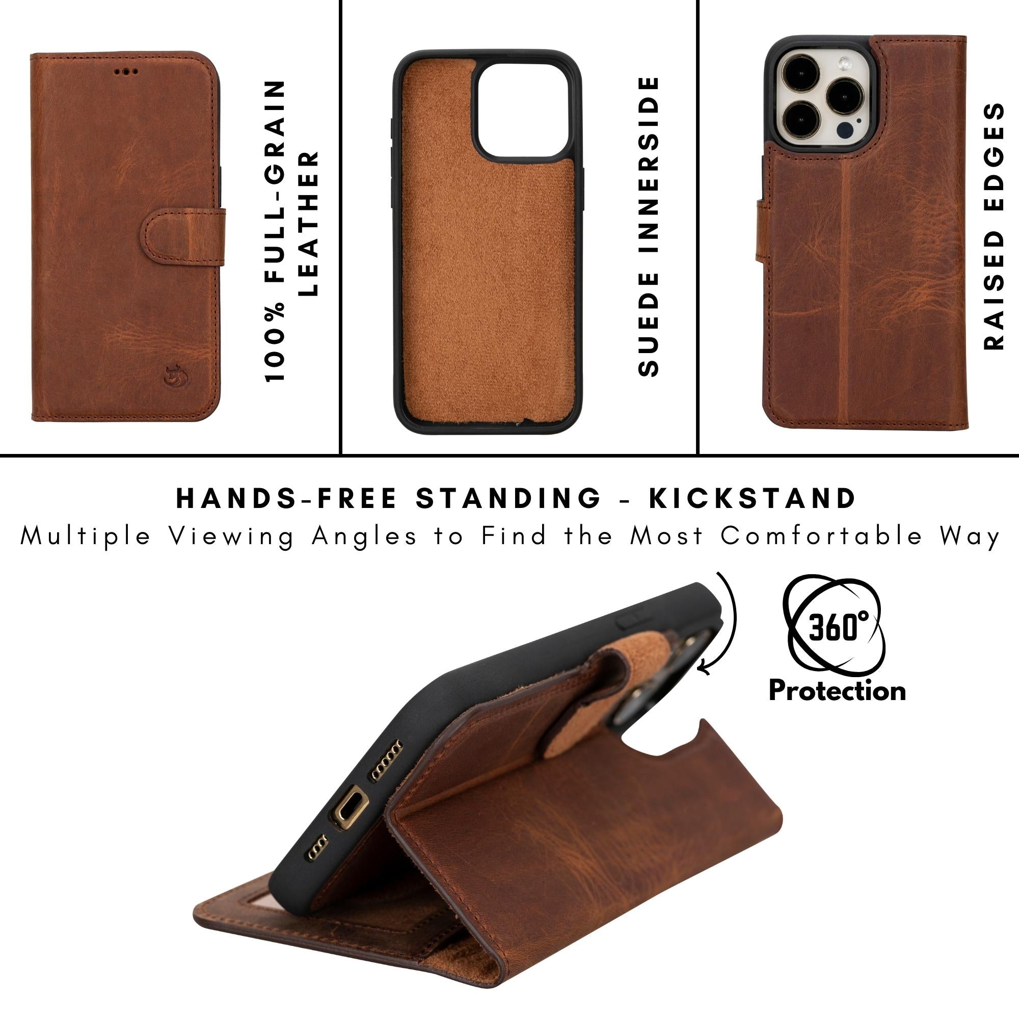 casper iphone 14 series detachable leather wallet case - toronata -