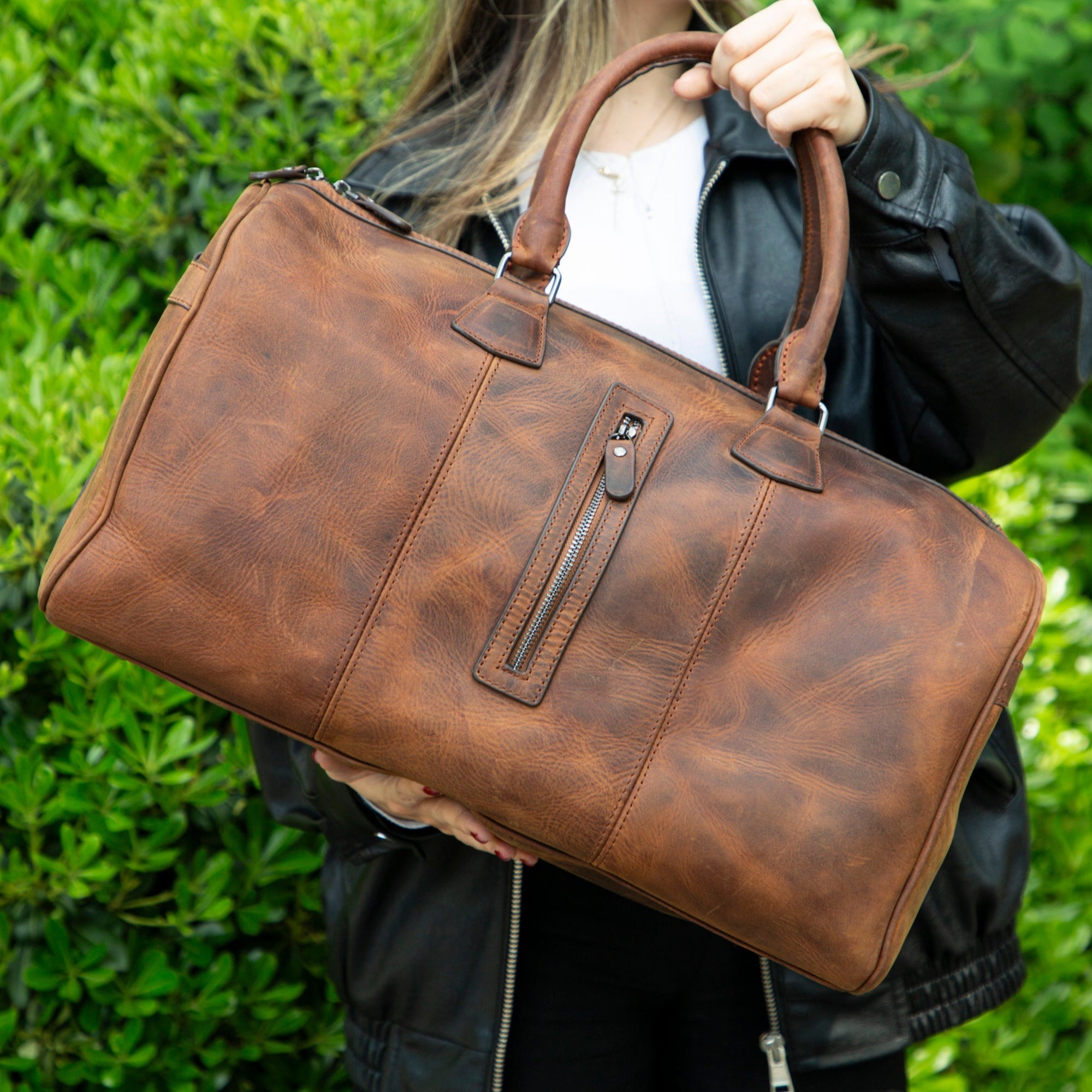 Atmore Leather Duffle Bag - TORONATA - color_ antic-brown