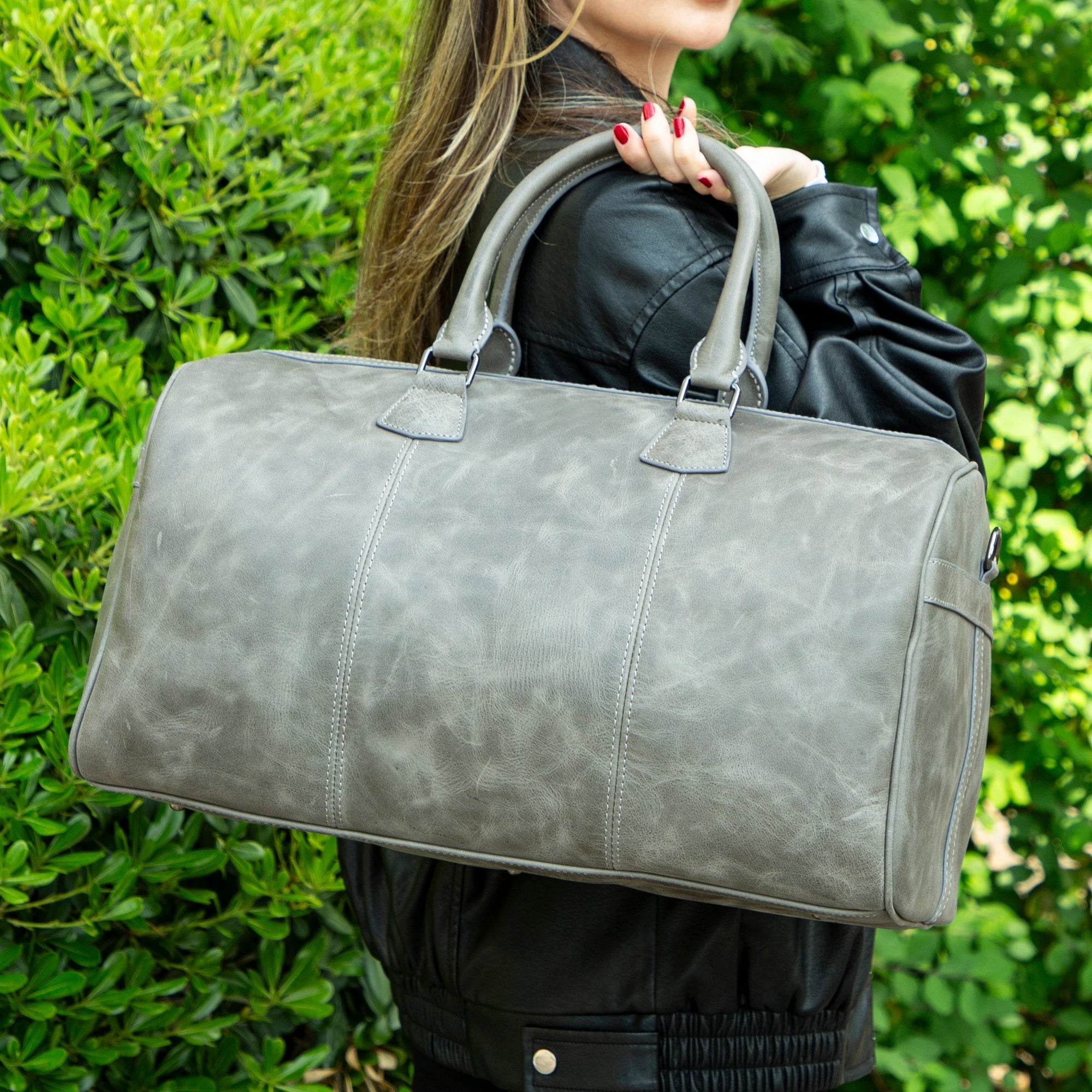 Atmore Leather Duffle Bag - TORONATA - color_gray