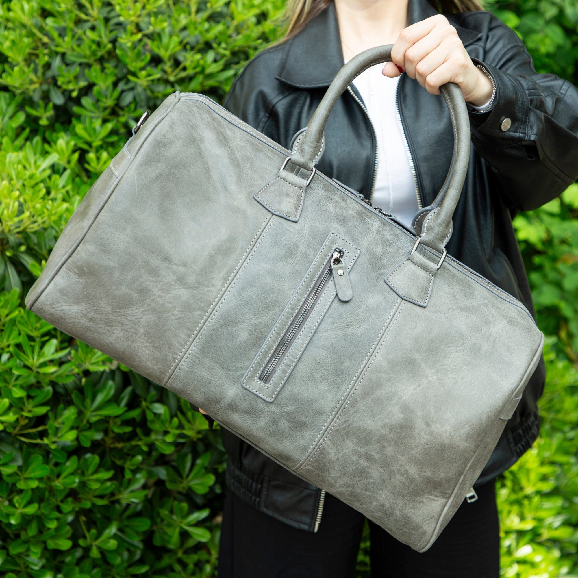Atmore Leather Duffle Bag - TORONATA - color_gray