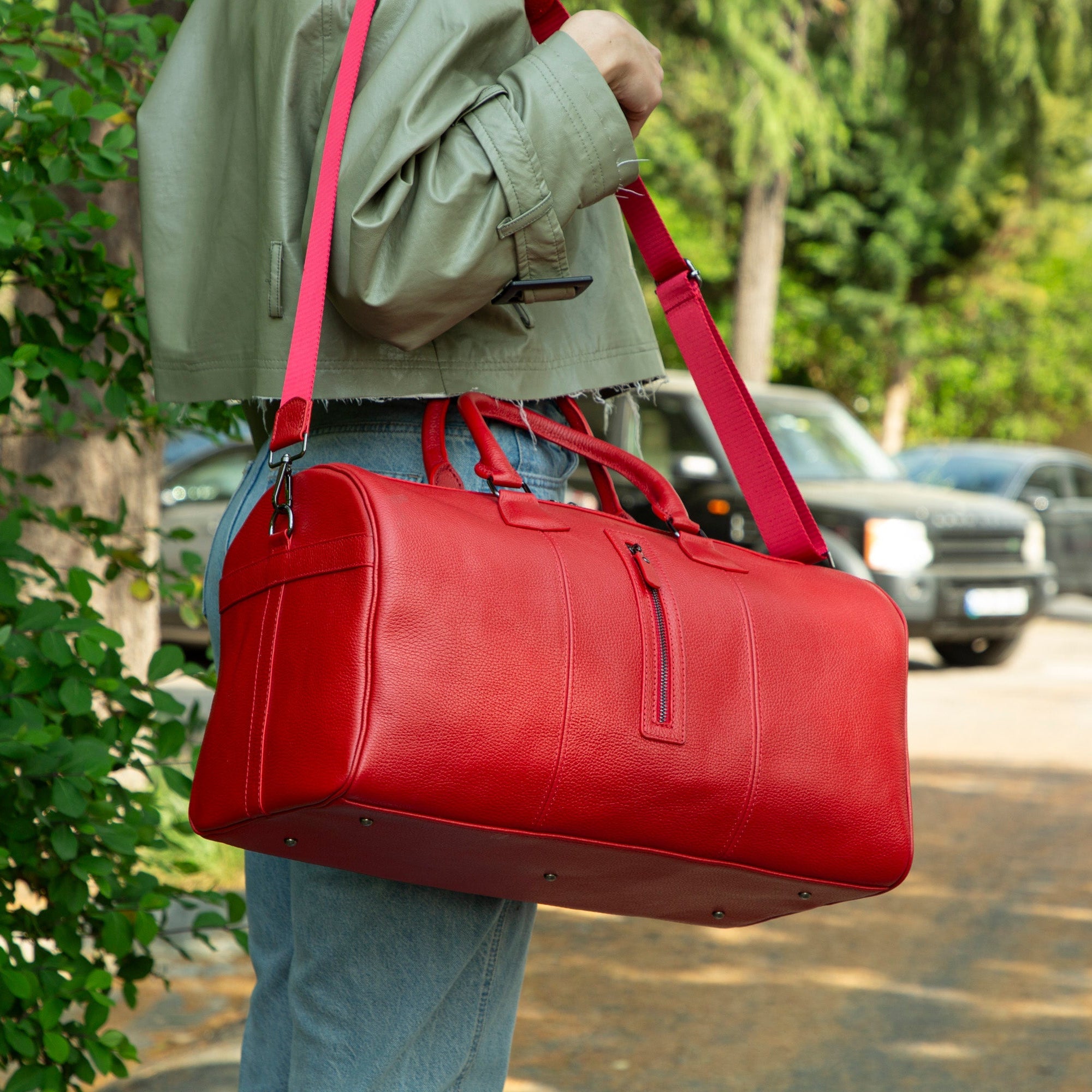 Atmore Leather Duffle Bag - TORONATA - color_red