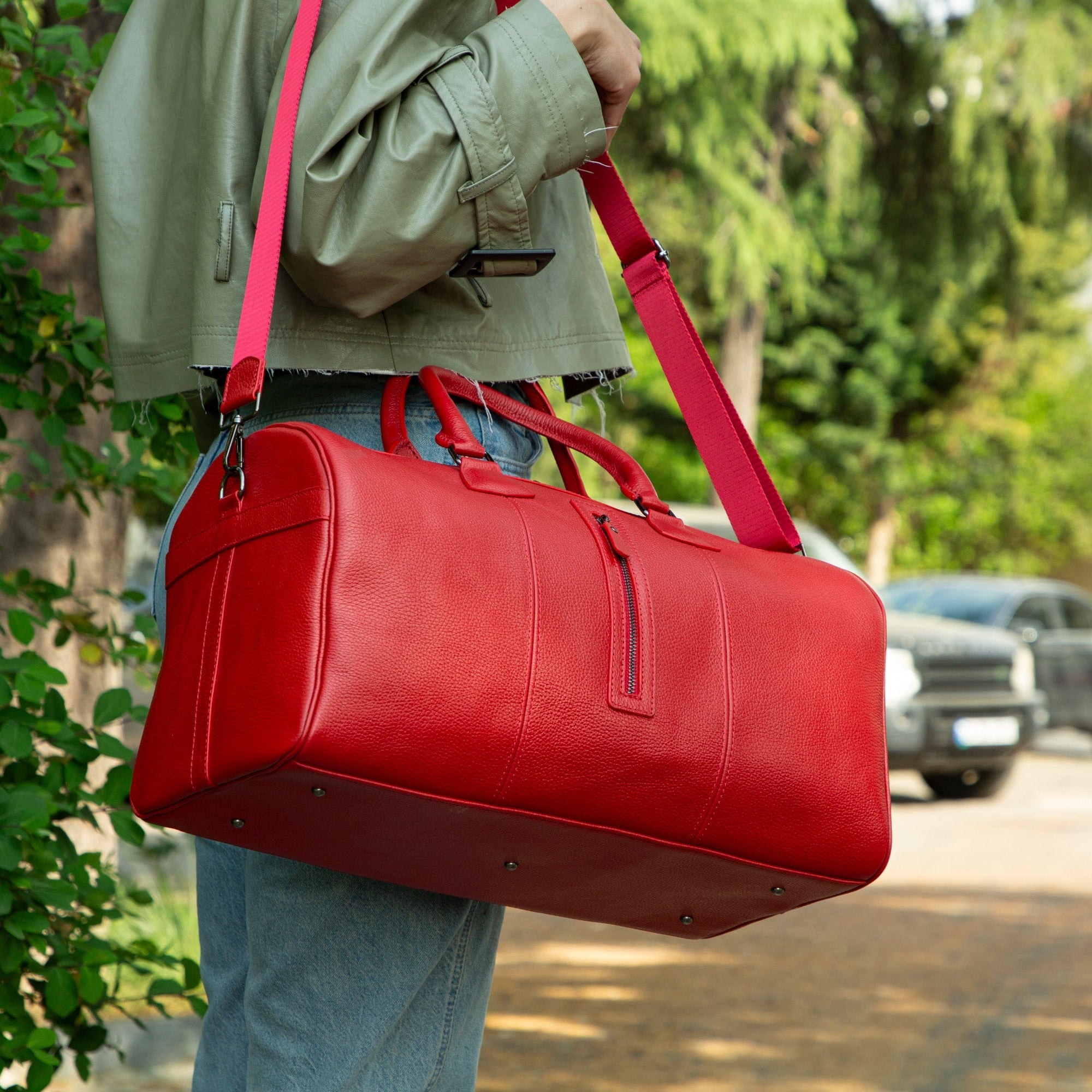 Atmore Leather Duffle Bag - TORONATA - color_red