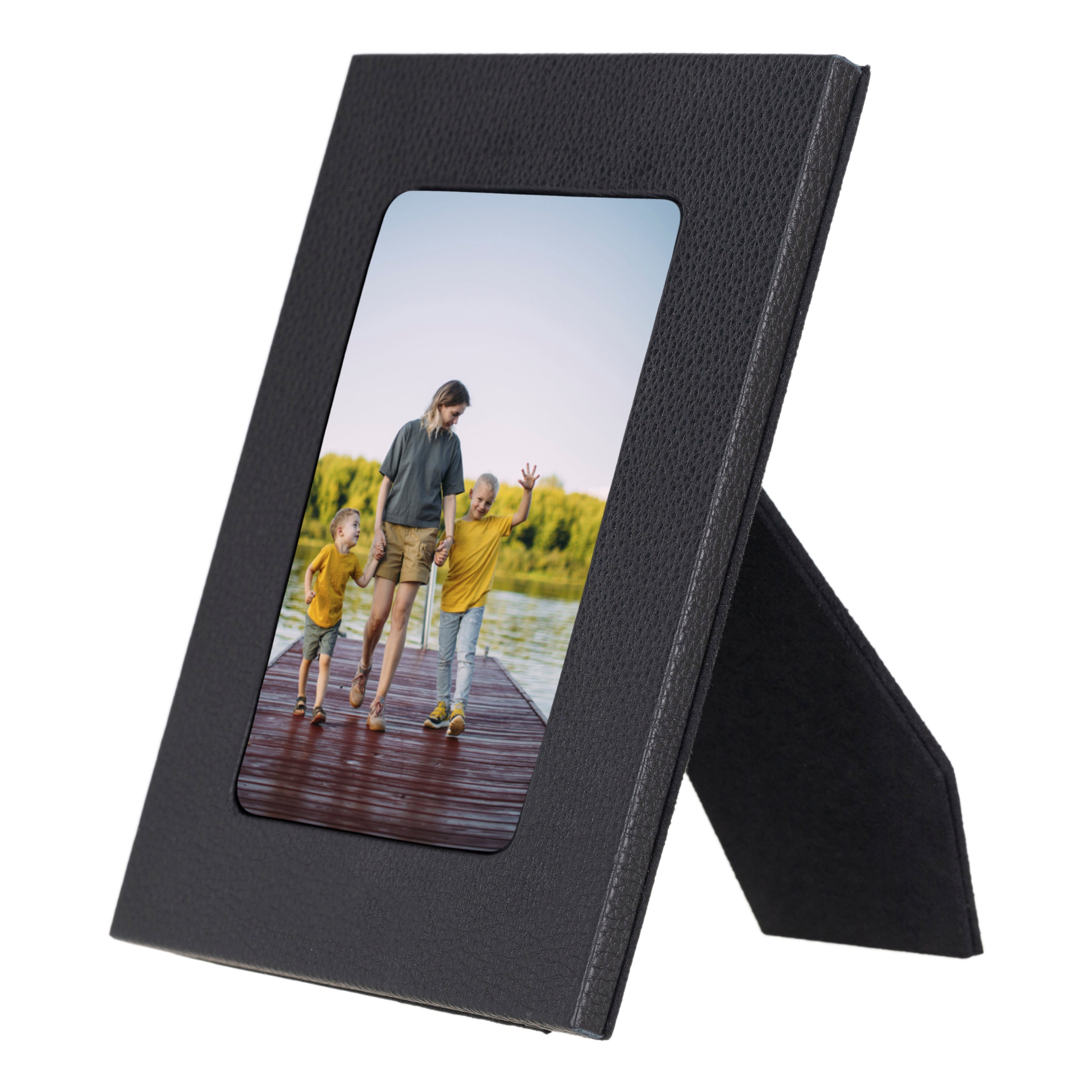 Live Leather Photo Frame - TORONATA - color_ Pebble Black