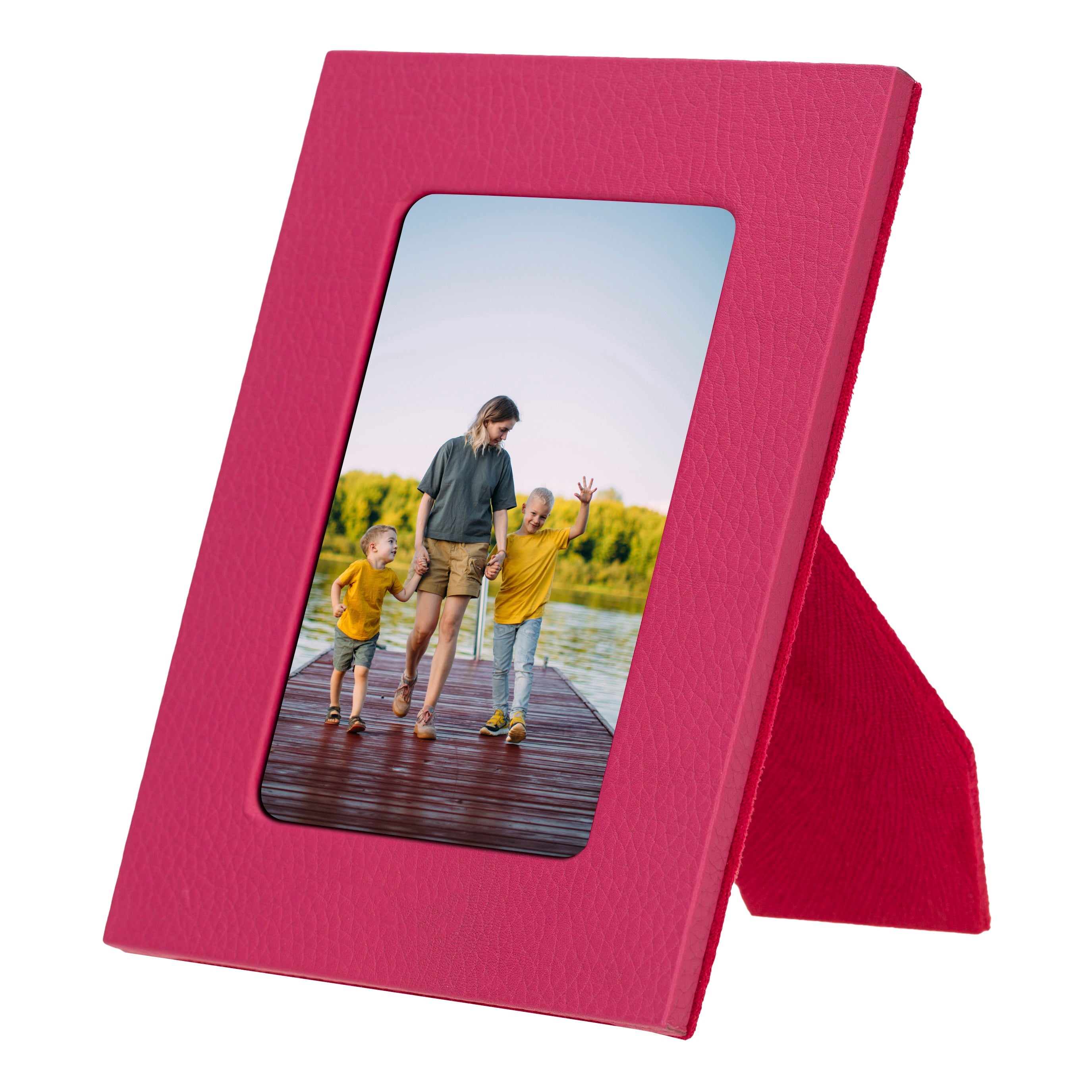 Live Leather Photo Frame - TORONATA - color_ Medium Violet Red