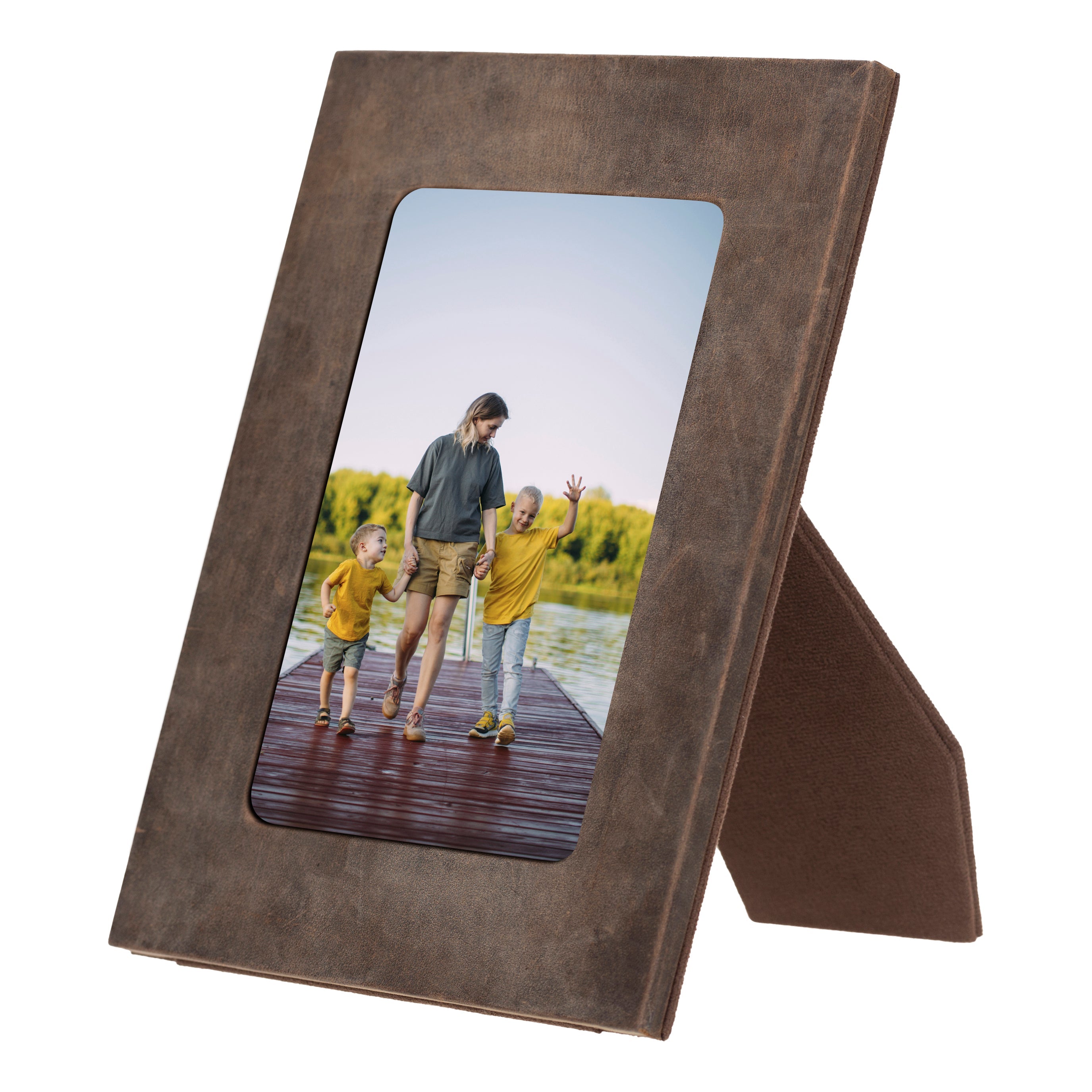 Live Leather Photo Frame - TORONATA - color_ Saddle Brown