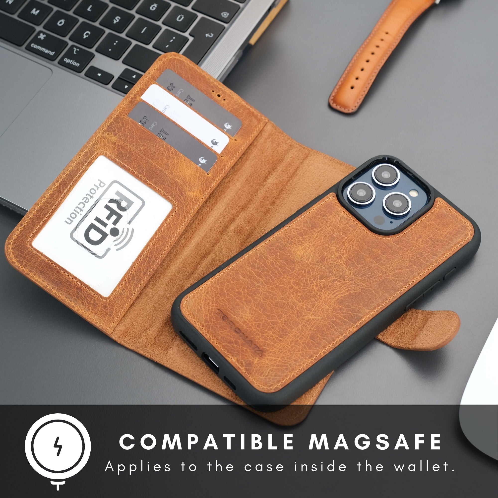 Casper iPhone 16 Pro Wallet Case Leather MagSafe - TORONATA -