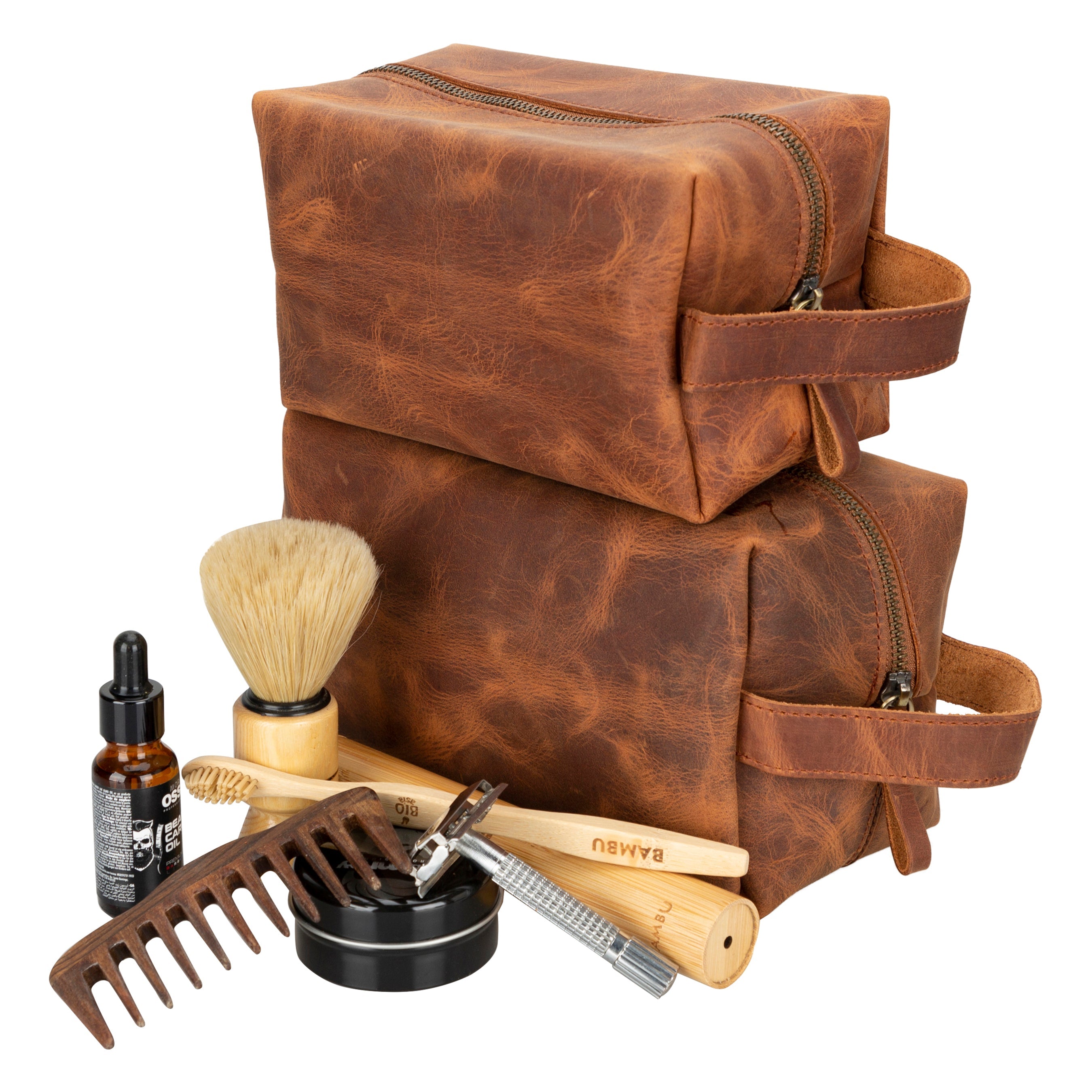 Eve Leather Dopp Kit, X Large - TORONATA - color_ Chocolate