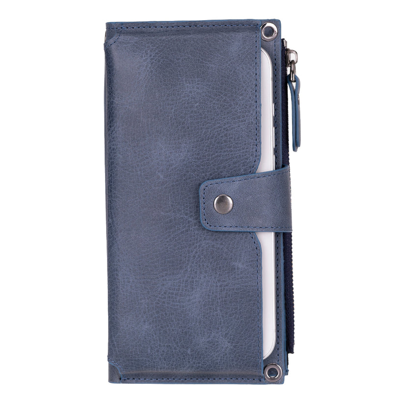 Kaycee Leather Women's Cell Phone Wallet with Strap navy-