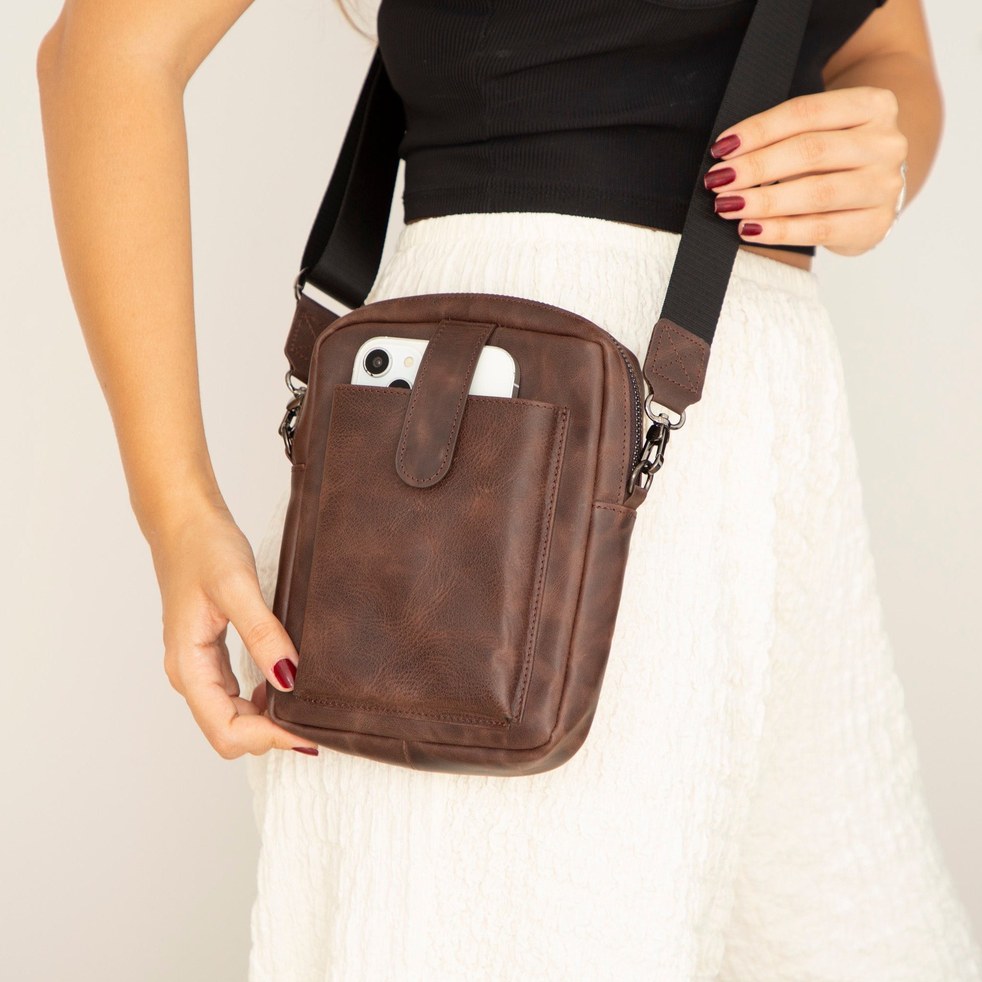 Pisa Leather Crossbody Bag - TORONATA - #color_brown
