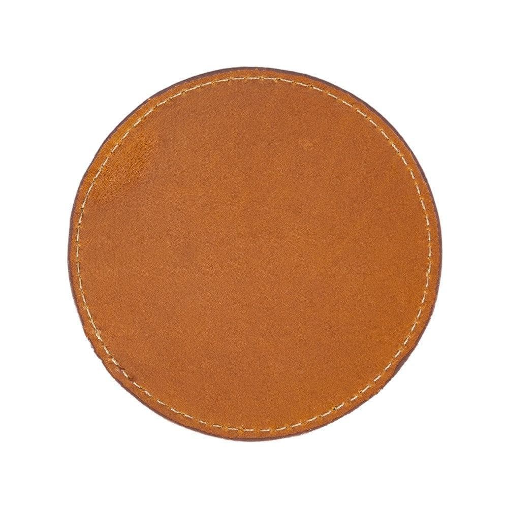 Tucson Genuine Leather Coaster Set of 5 with Holder - Premium Cup Coasters #color_tan