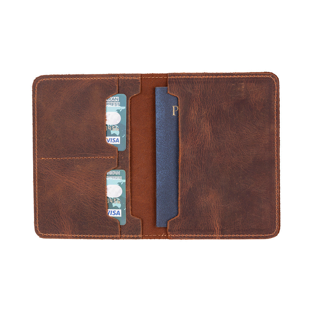 Yuma Genuine Leather Passport Wallet - Handmade Travel Document Holder #color_antic-brown