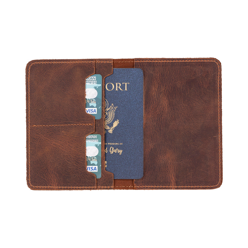 Yuma Genuine Leather Passport Wallet - Handmade Travel Document Holder #color_antic-brown