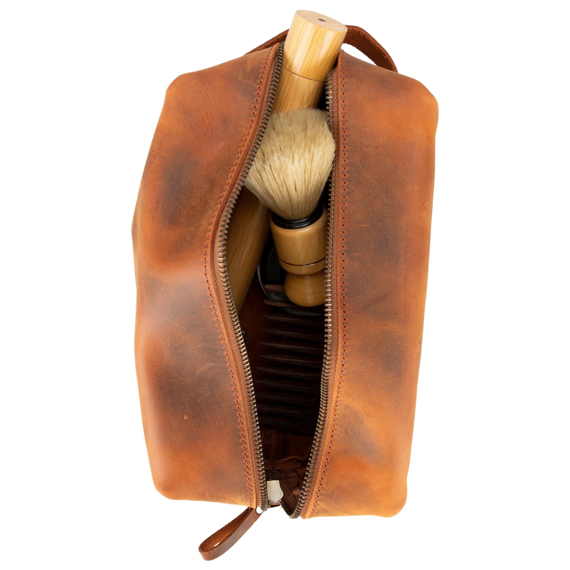 oswego men's leather dopp kit & small travel handbag - toronata -