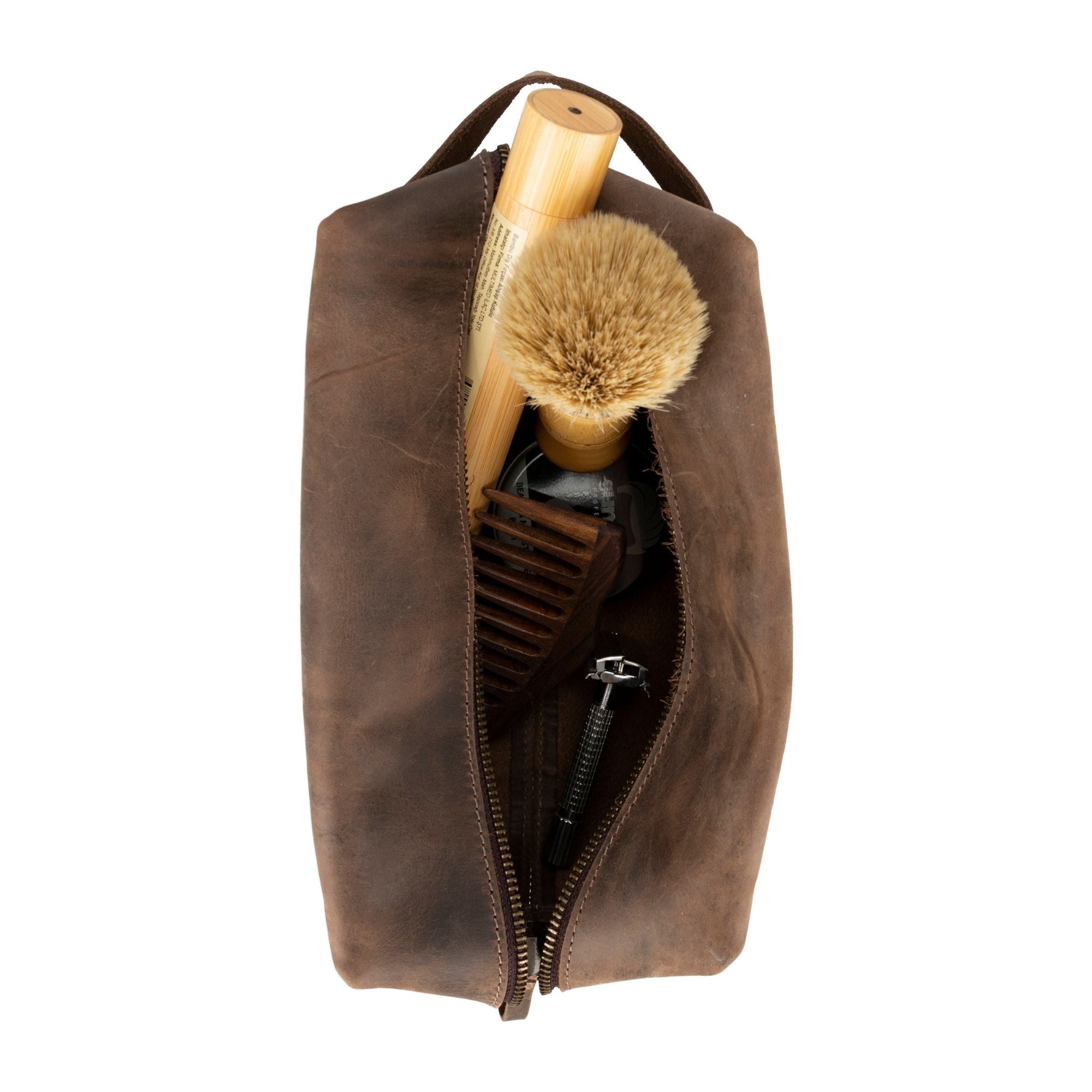 oswego men's leather dopp kit & small travel handbag - toronata -