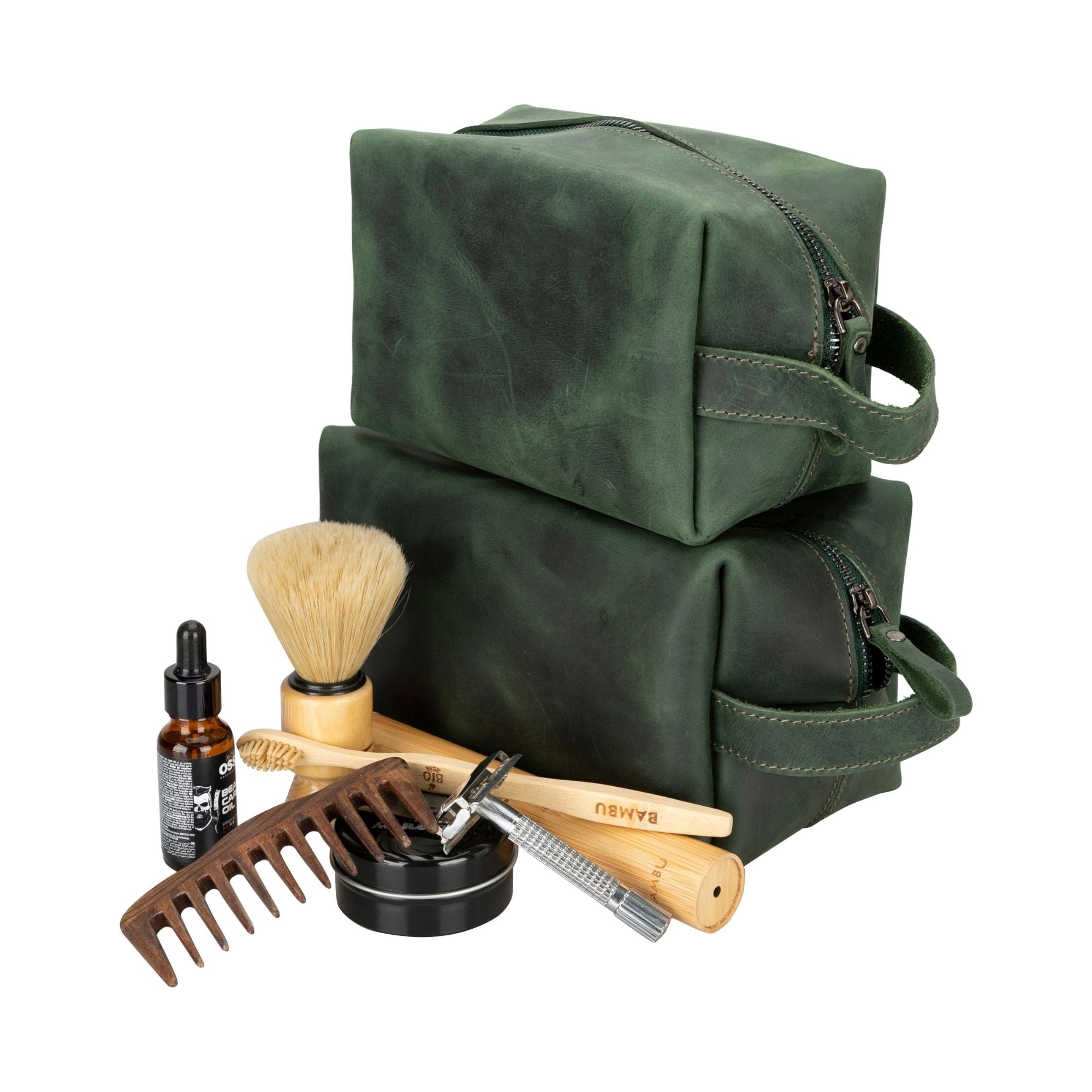 oswego men's leather dopp kit & small travel handbag - toronata -