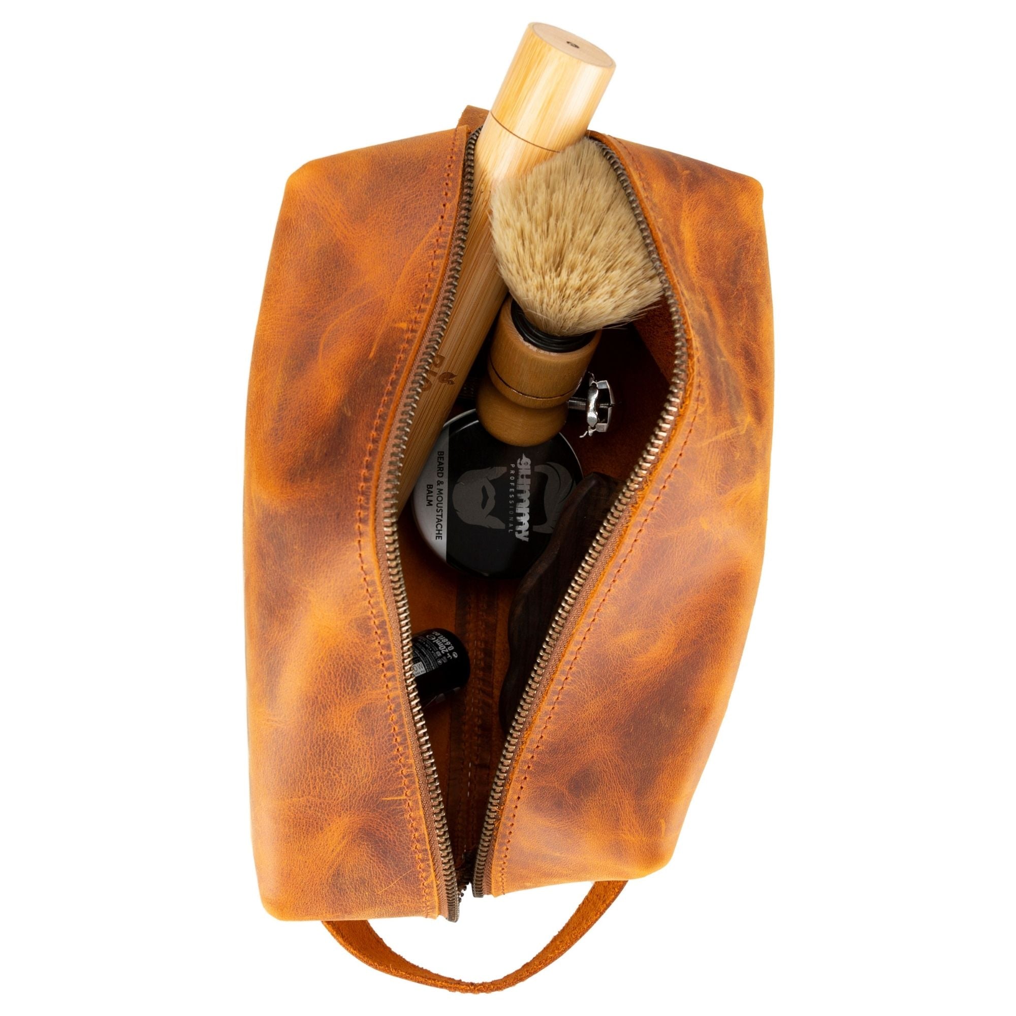 oswego men's leather dopp kit & small travel handbag - toronata -