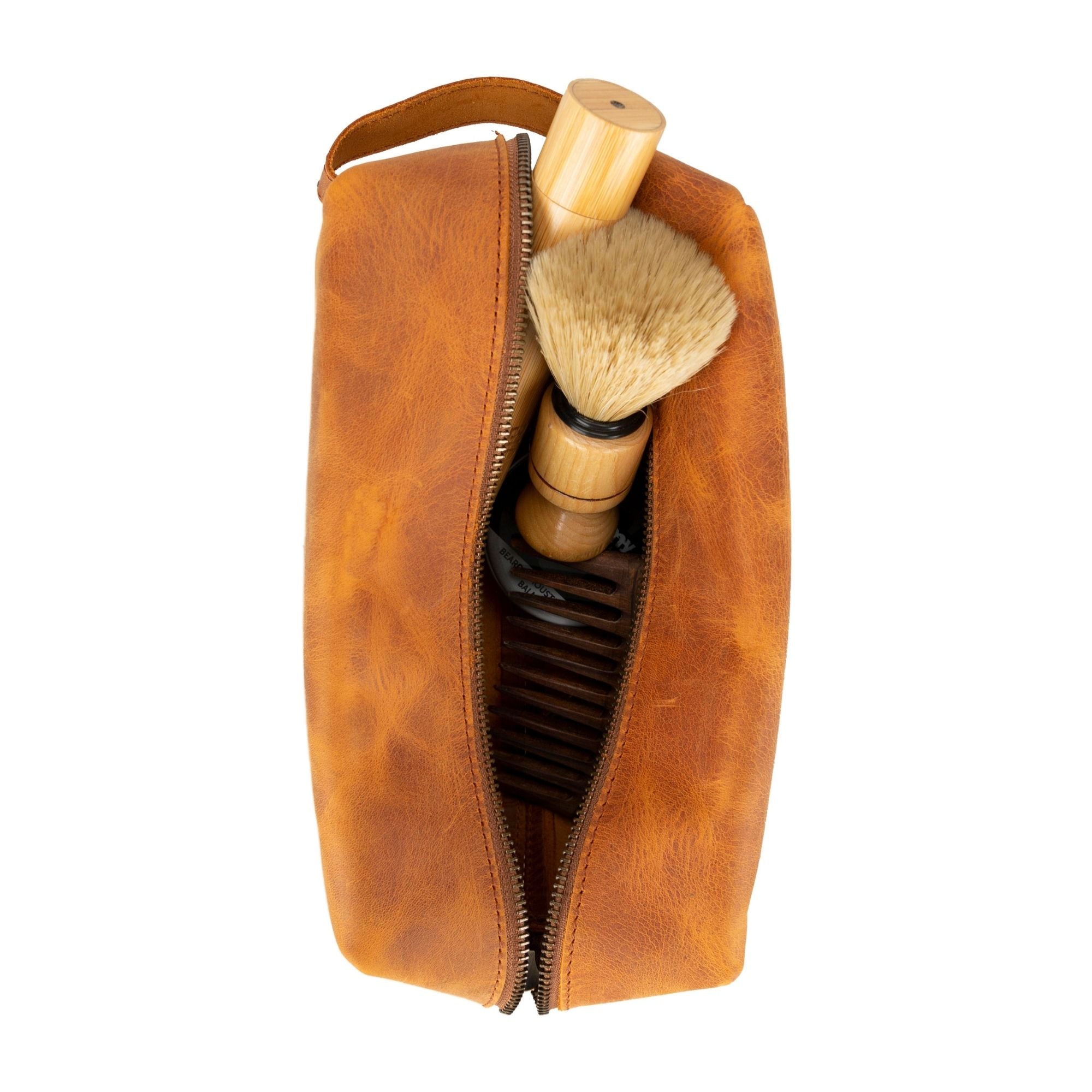 oswego men's leather dopp kit & small travel handbag - toronata -