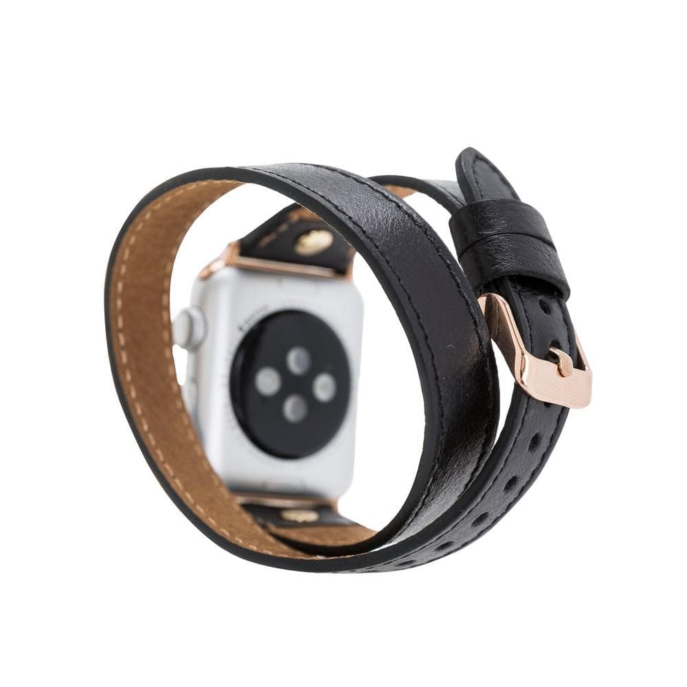 Hector Double Tour Leather Apple Watch Band with Gold Trok - TORONATA - color_
