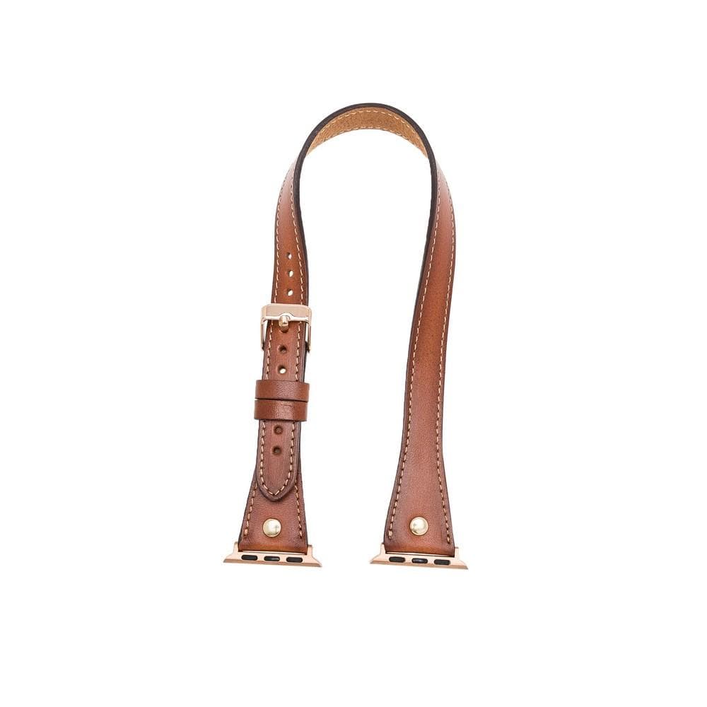 Hector Double Tour Leather Apple Watch Band with Gold Trok - TORONATA - color_