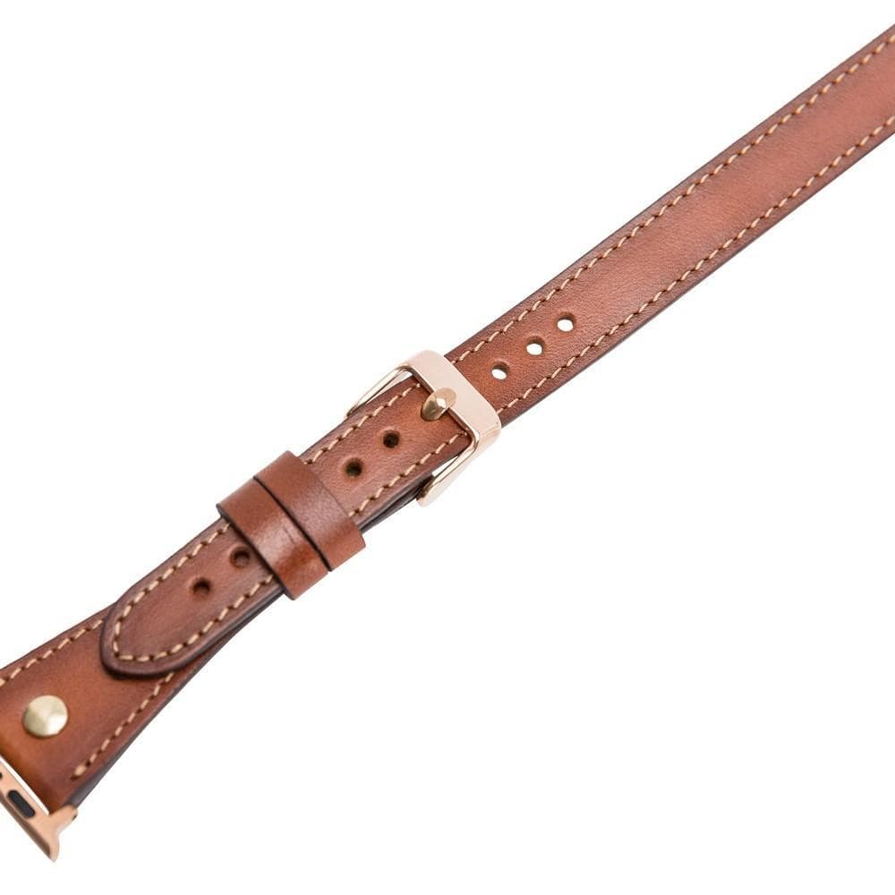 Hector Double Tour Leather Apple Watch Band with Gold Trok - TORONATA - color_