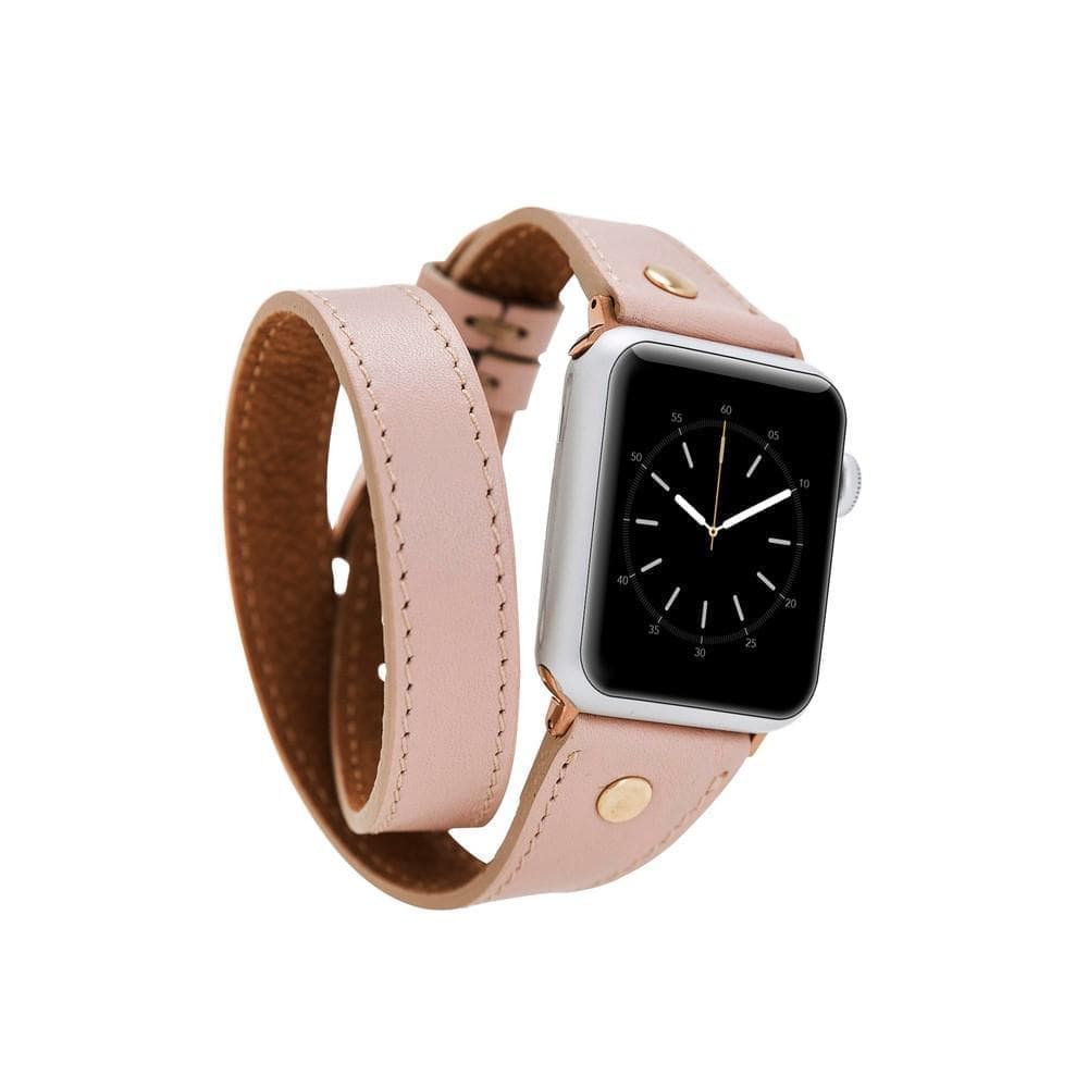 Hector Double Tour Leather Apple Watch Band with Gold Trok - TORONATA - color_ Bisque
