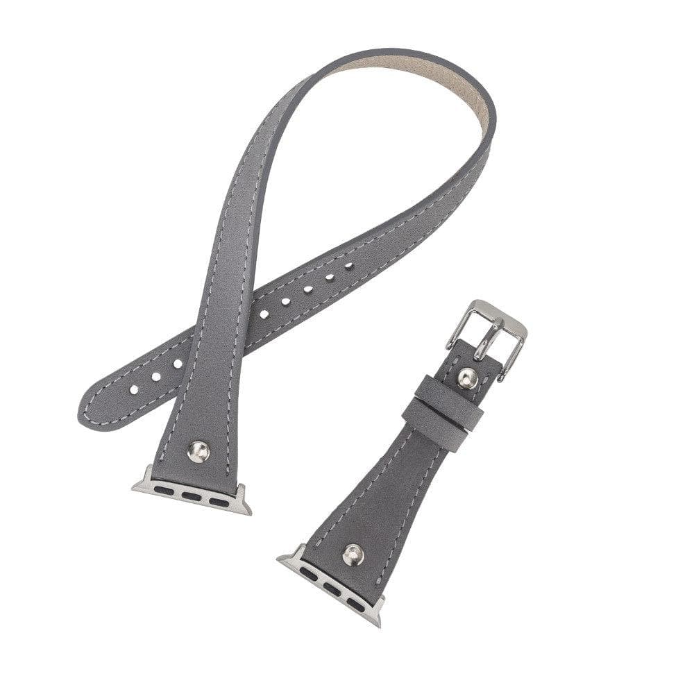 Hector Double Tour Leather Apple Watch Band with Silver Trok - TORONATA - color_