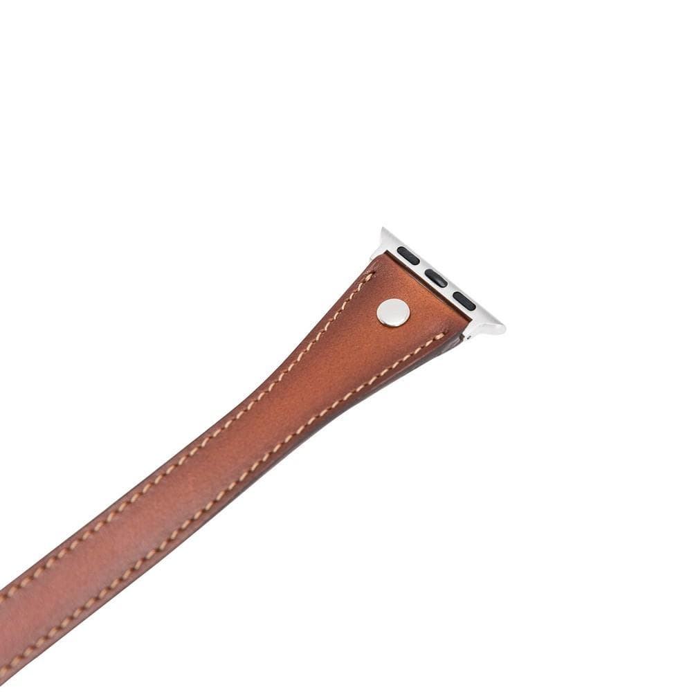Hector Double Tour Leather Apple Watch Band with Silver Trok - TORONATA - color_
