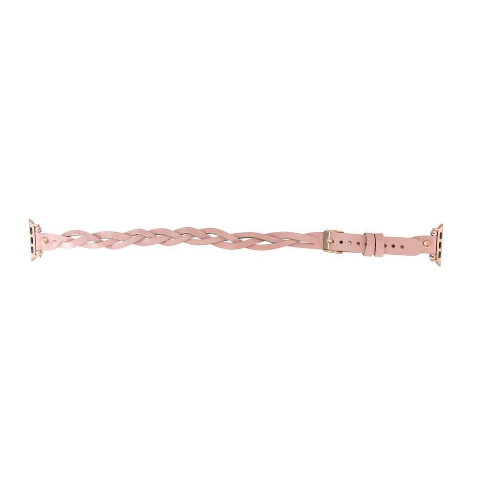 Peggy Ferro Braided Double Tour Rose Gold Trok Style Genuine Leather Apple Watch Band - TORONATA - color_
