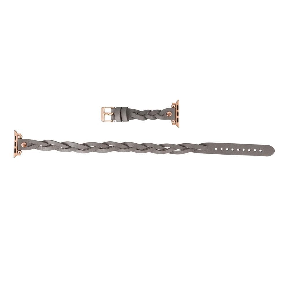 Peggy Ferro Braided Double Tour Rose Gold Trok Style Genuine Leather Apple Watch Band - TORONATA - color_