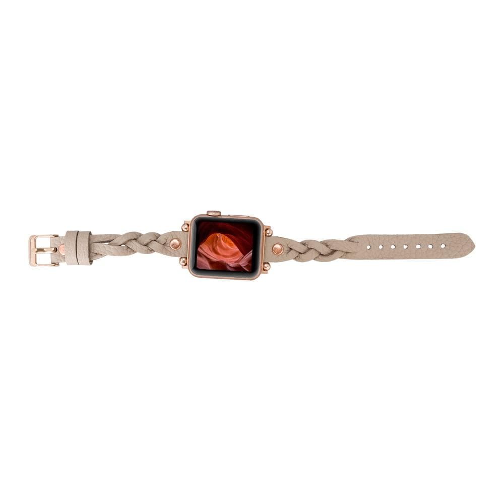 Wanda Ferro Braided Rose Gold Trok Style Leather Apple Watch Band - TORONATA - color_