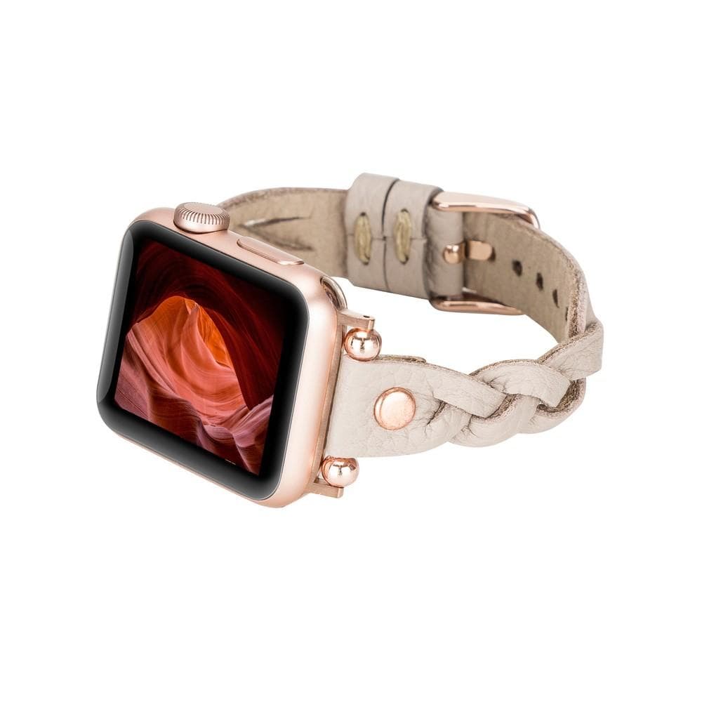Wanda Ferro Braided Rose Gold Trok Style Leather Apple Watch Band - TORONATA - color_