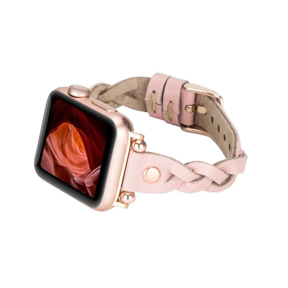 Wanda Ferro Braided Rose Gold Trok Style Leather Apple Watch Band - TORONATA - color_