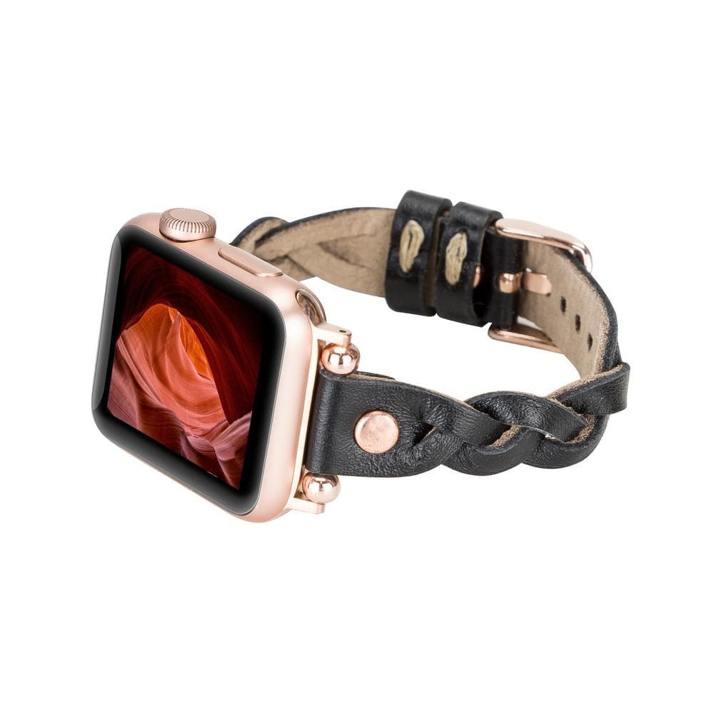Wanda Ferro Braided Rose Gold Trok Style Leather Apple Watch Band - TORONATA - color_