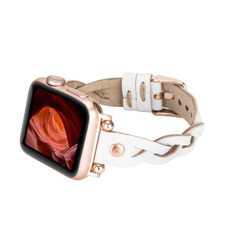 Wanda Ferro Braided Rose Gold Trok Style Leather Apple Watch Band - TORONATA - color_