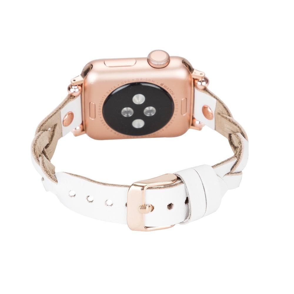 Wanda Ferro Braided Rose Gold Trok Style Leather Apple Watch Band - TORONATA - color_