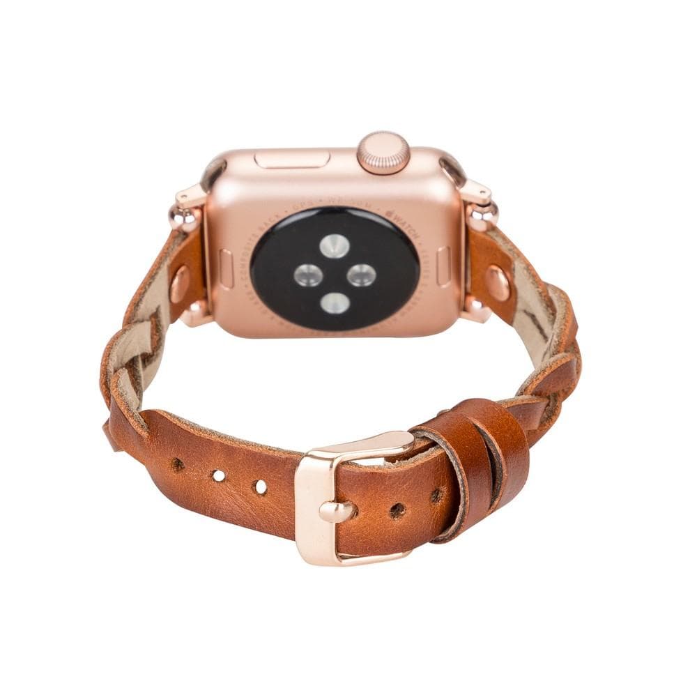 Wanda Ferro Braided Rose Gold Trok Style Leather Apple Watch Band - TORONATA - color_