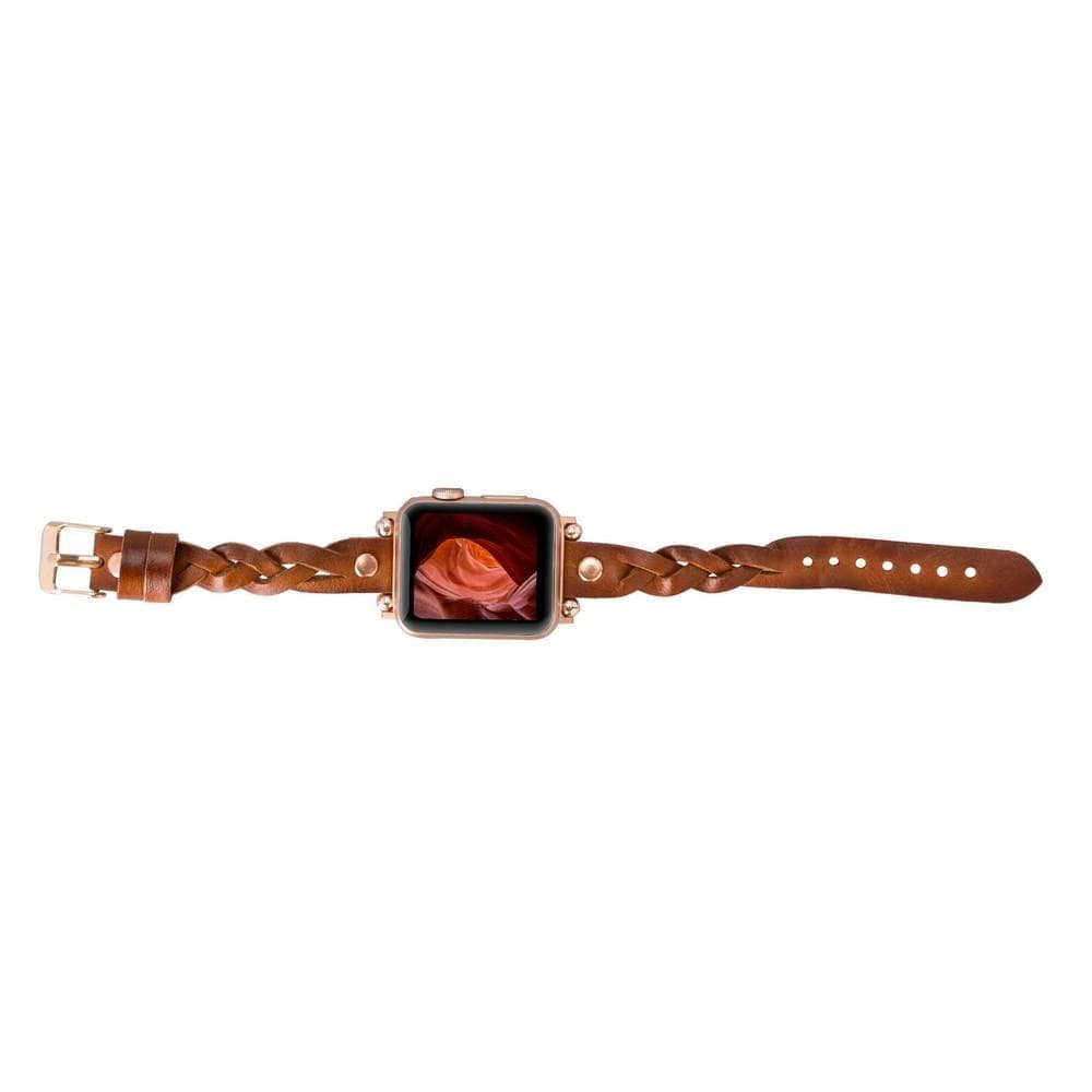 Wanda Ferro Braided Rose Gold Trok Style Leather Apple Watch Band - TORONATA - color_