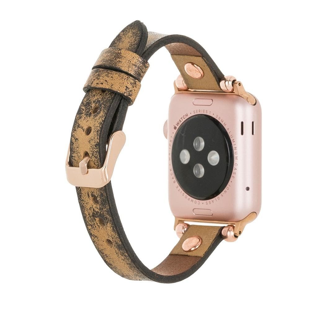 Ferro Leather Apple Watch Band with Rose Gold Trok - TORONATA - color_