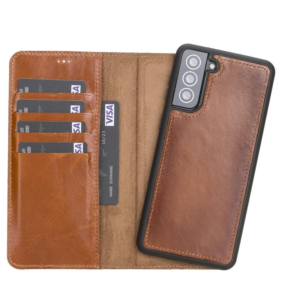 Magic Samsung Galaxy S21 FE (Fan Edition) Leather Detachable Wallet Case - TORONATA - color_ Tan