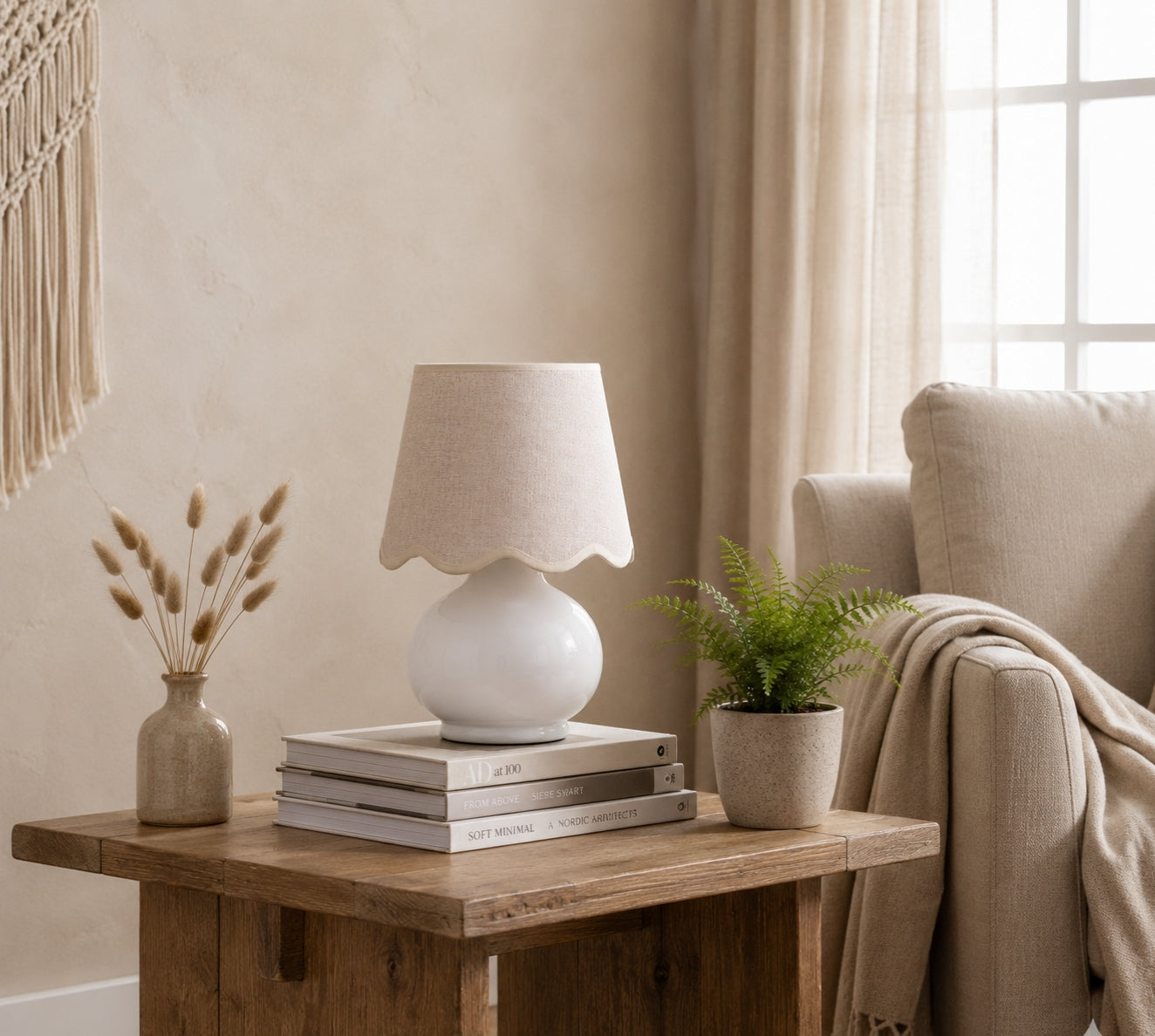Benton Handmade Ceramic Table Lamp with Cotton Shade