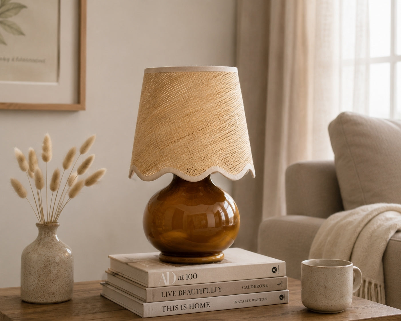Benton Handmade Ceramic Table Lamp with Cotton Shade