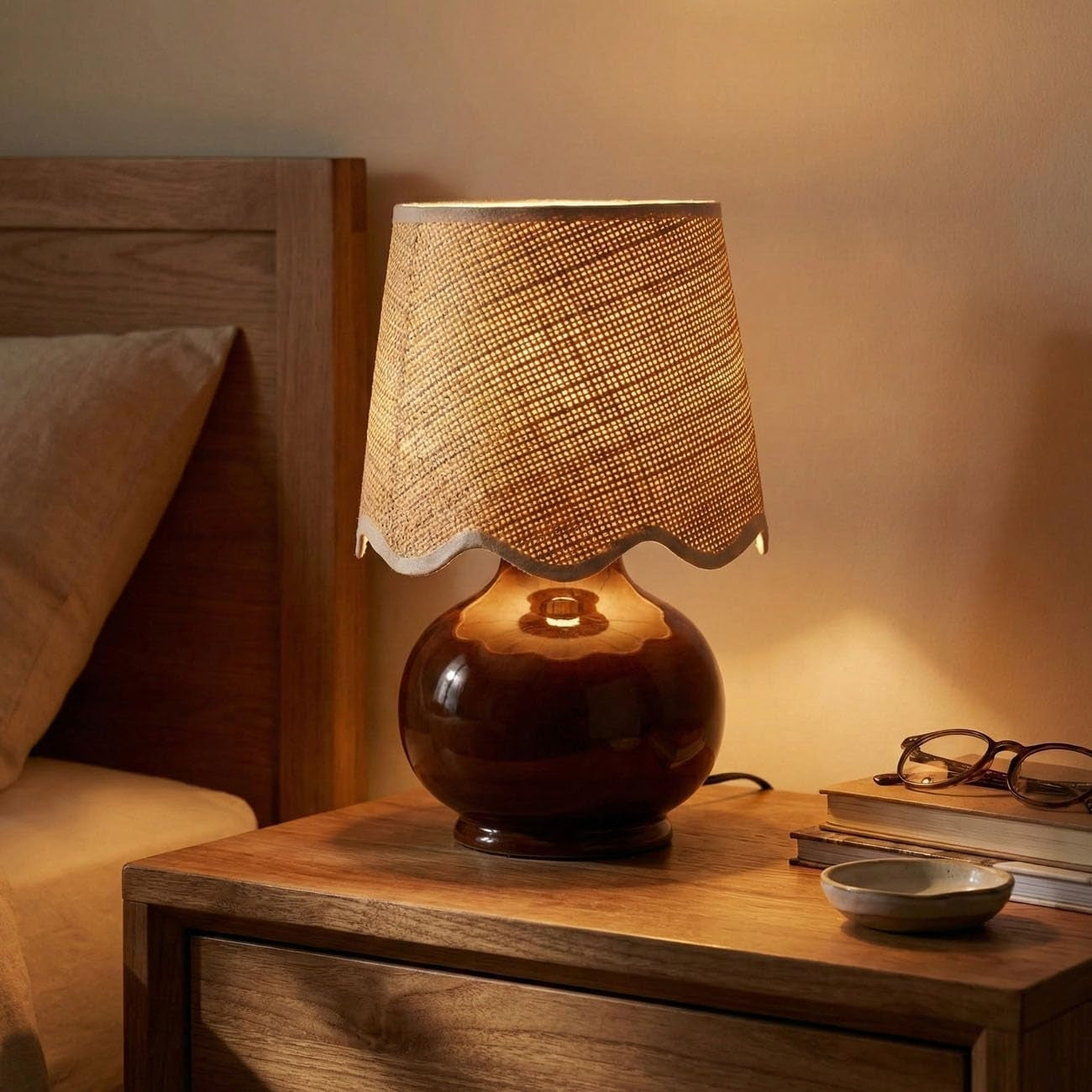 Benton Handmade Ceramic Table Lamp with Cotton Shade
