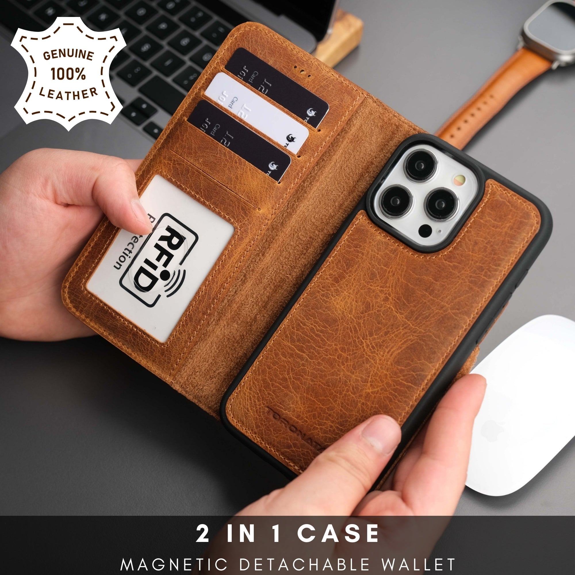 Casper Leather iPhone 15 Pro Wallet Case | MagSafe - TORONATA -
